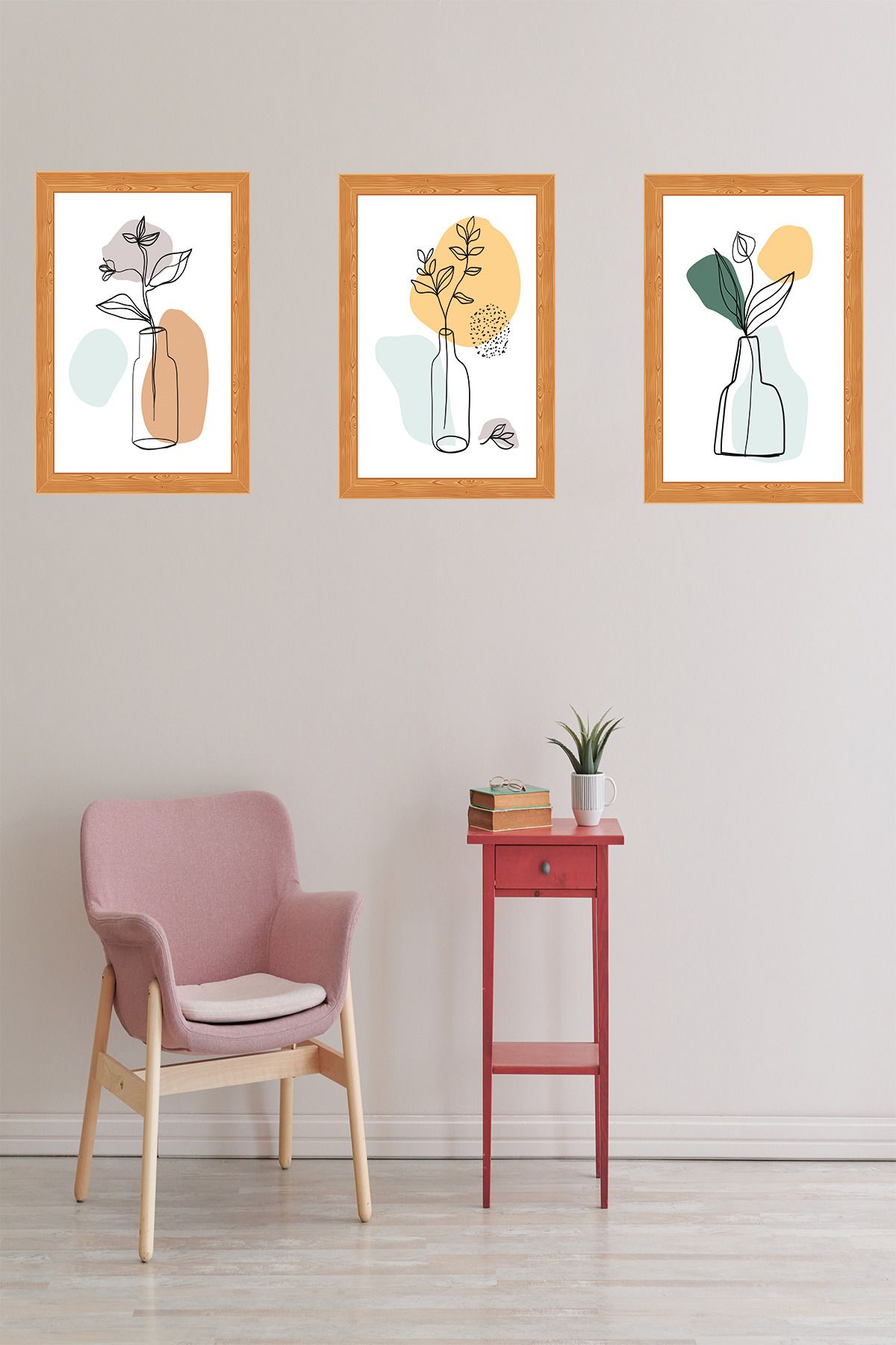 dekor artı Çerçeve Görünümlü 3 Parça Mdf Minimalist Tablo Seti