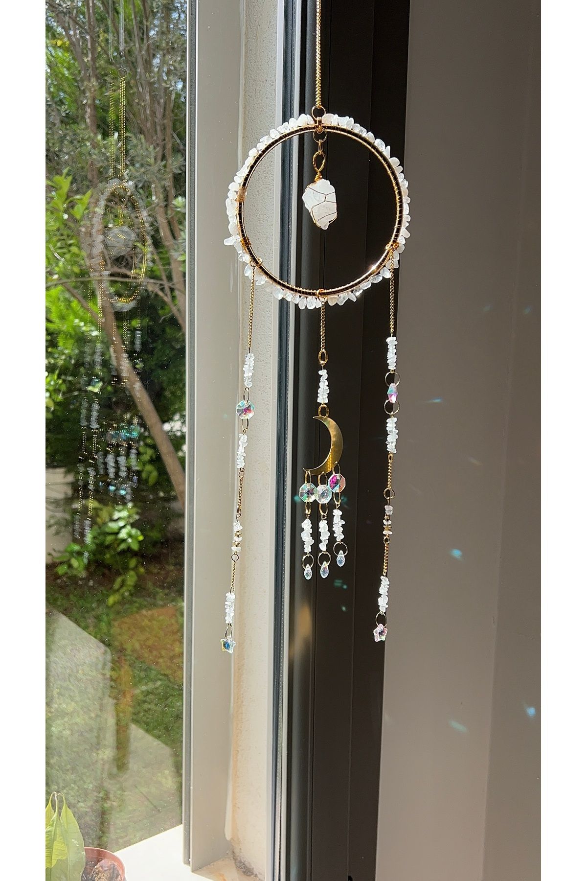 solmyst atelier Kristal Kuvars Sun Catcher 8 - Güneş Tutucu, Güneş Yakalayıcı, Doğal Taşlı, El Yapımı