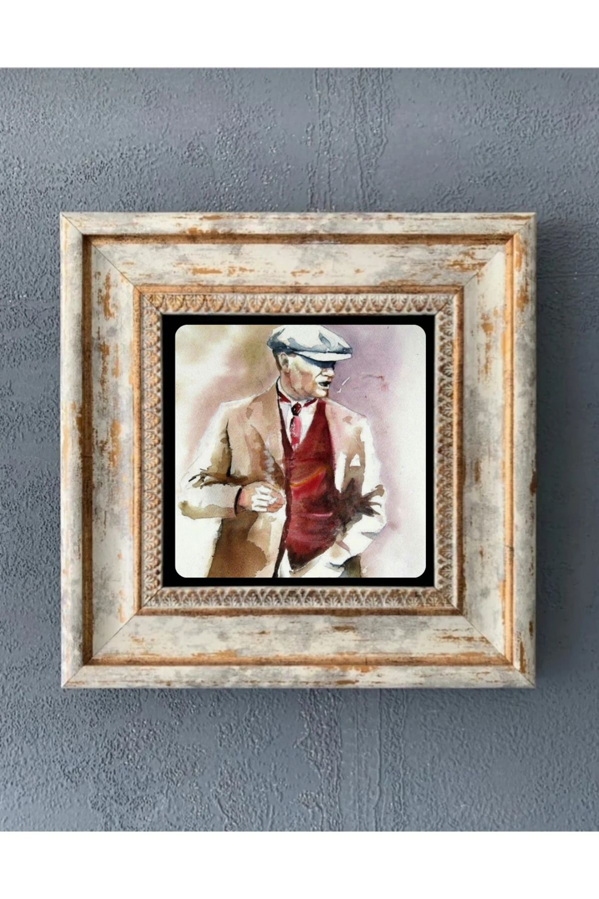STONEVİVEART Atatürk Doğal Taş Duvar Tablosu 20x20Cm 3Adet Duvar Dekoru