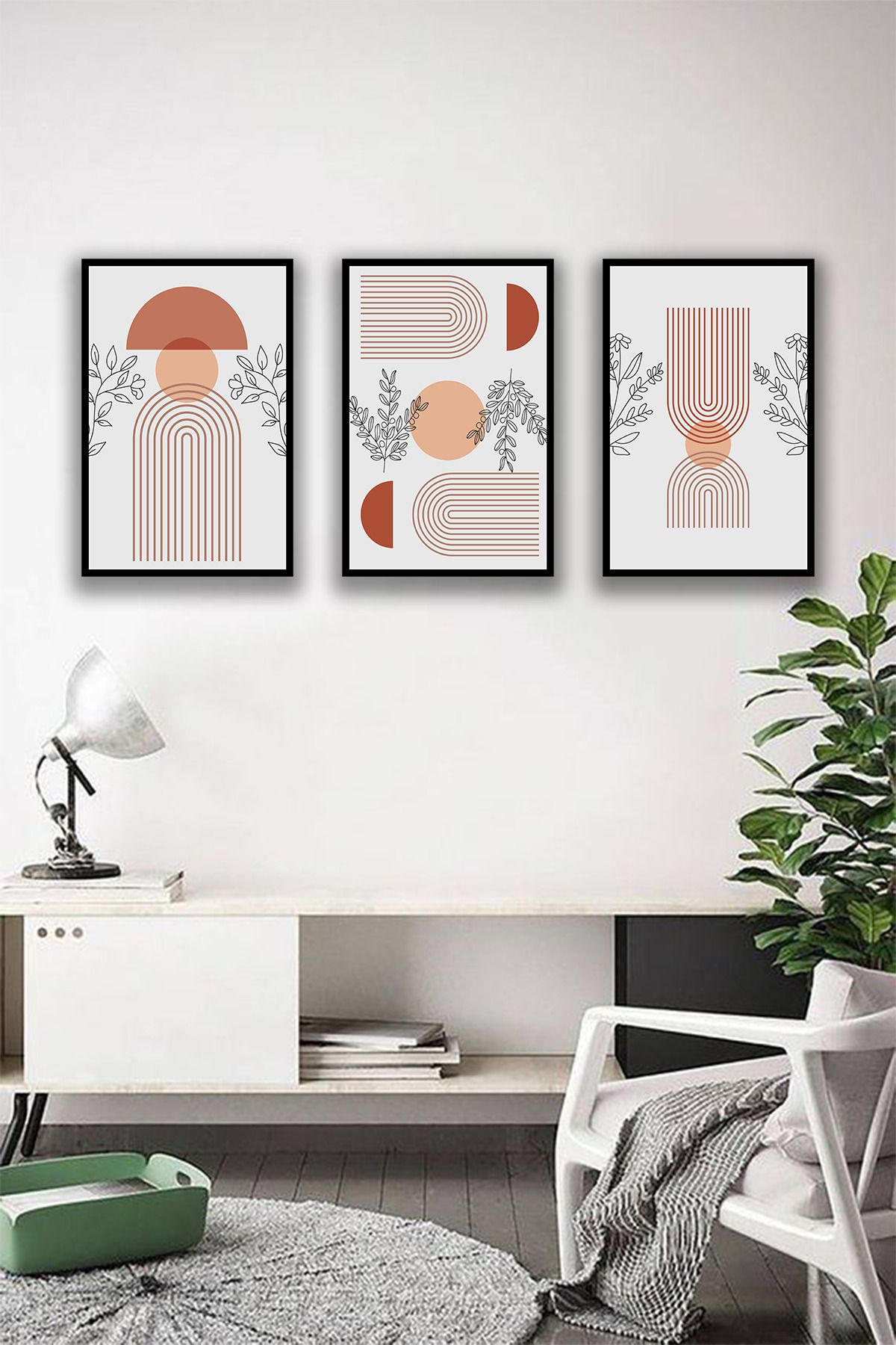 dekor artı Botanik Boho Sanatı Duvar Tablosu Çerçeve Görünümlü
