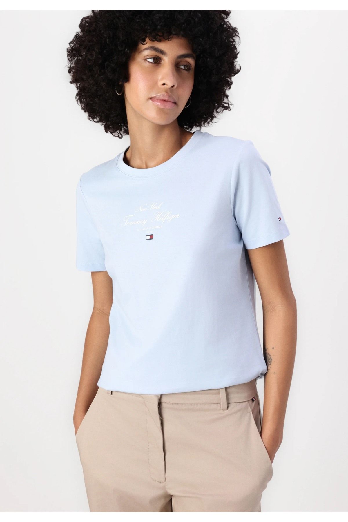 Tommy Hilfiger Sport ""Tommy Hilfiger Pamuklu Regular Kadın Fit T-Shirt