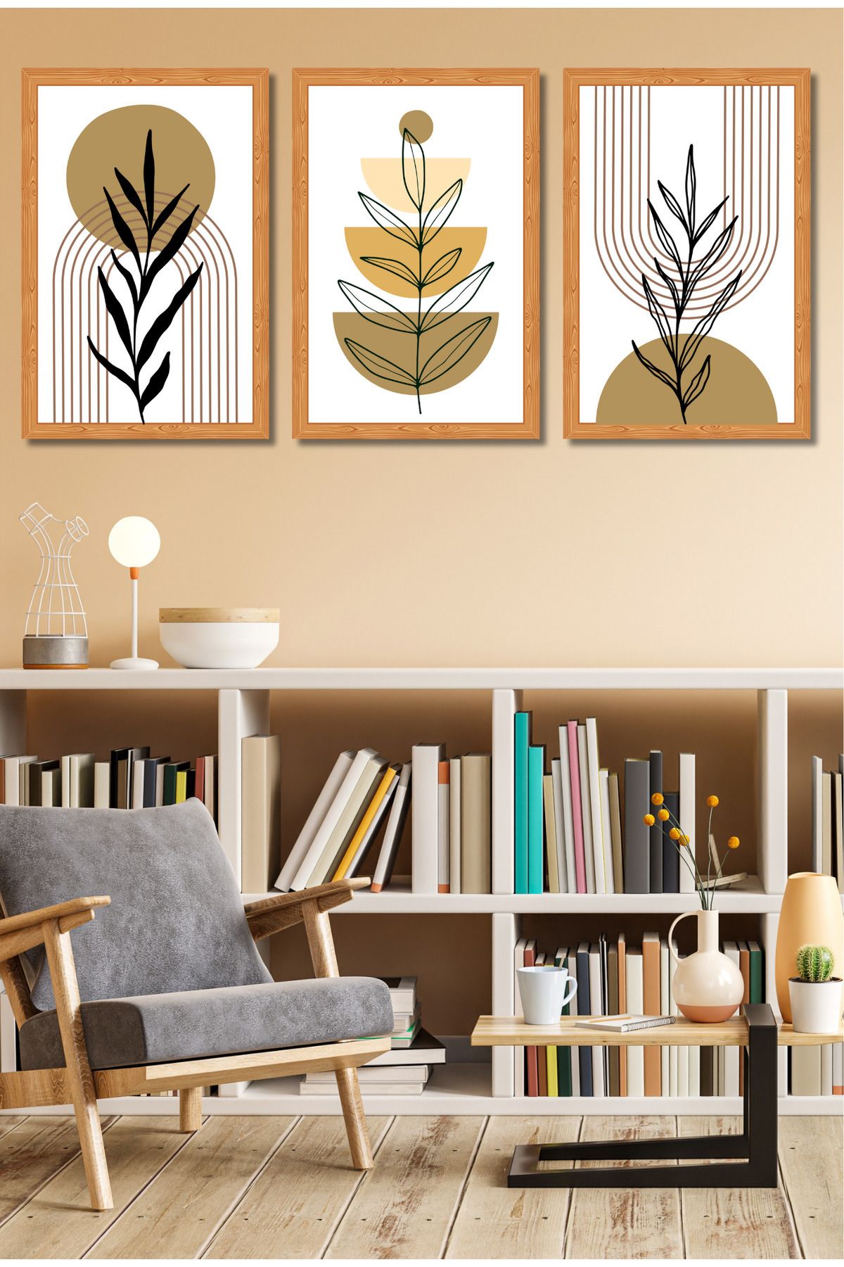 dekor artı Boho Çerçeve Görünümlü 3 Parça Tablo Seti
