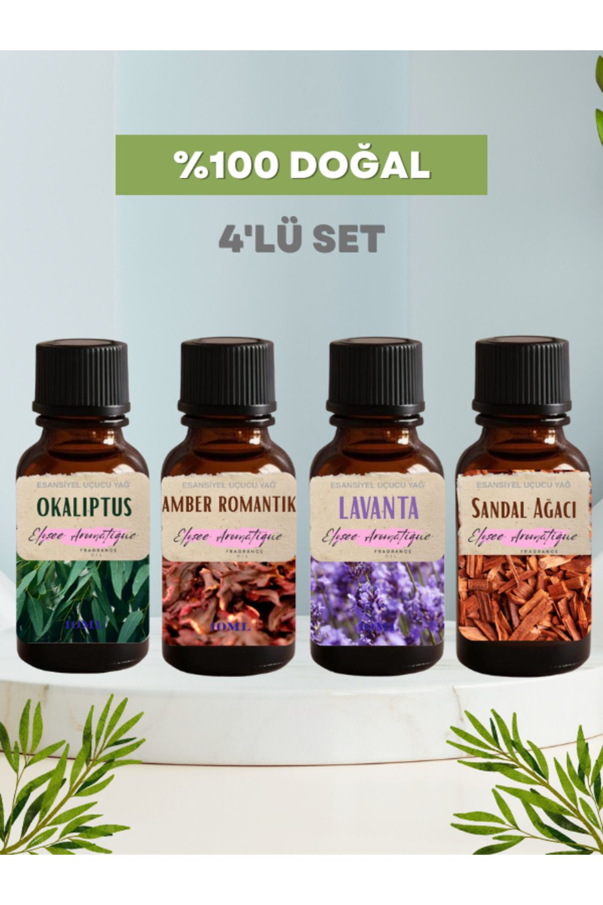 Elysee Aromatique 4'lü Set Esansiyel Uçucu Koku Yağı Difüzör Esansı Buhurdanlık Yağı Aromaterapi Yağı