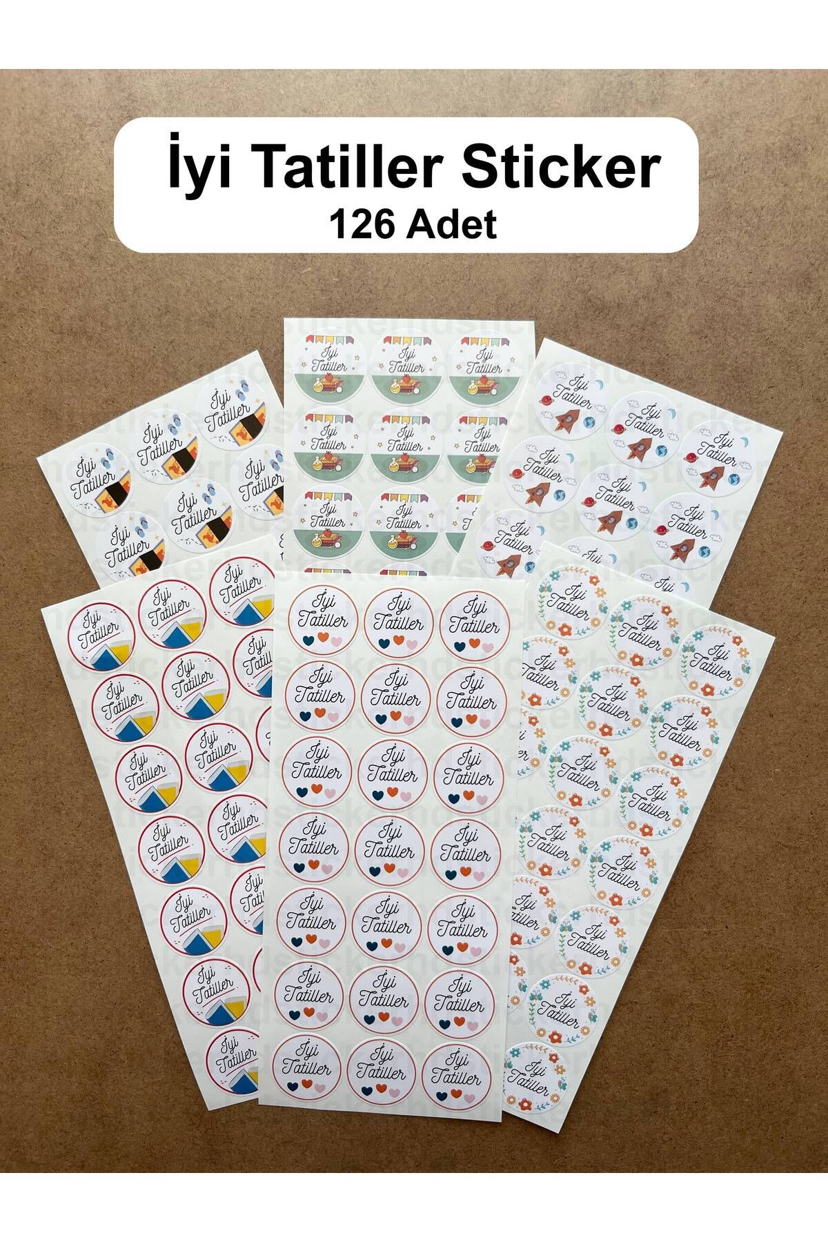 hdsticker 126 Adet 3 cm İyi Tatiller Yapışkanlı Sticker Karne Öğretmen Etiketi Mezuniyet Hatırası Okul Hediye