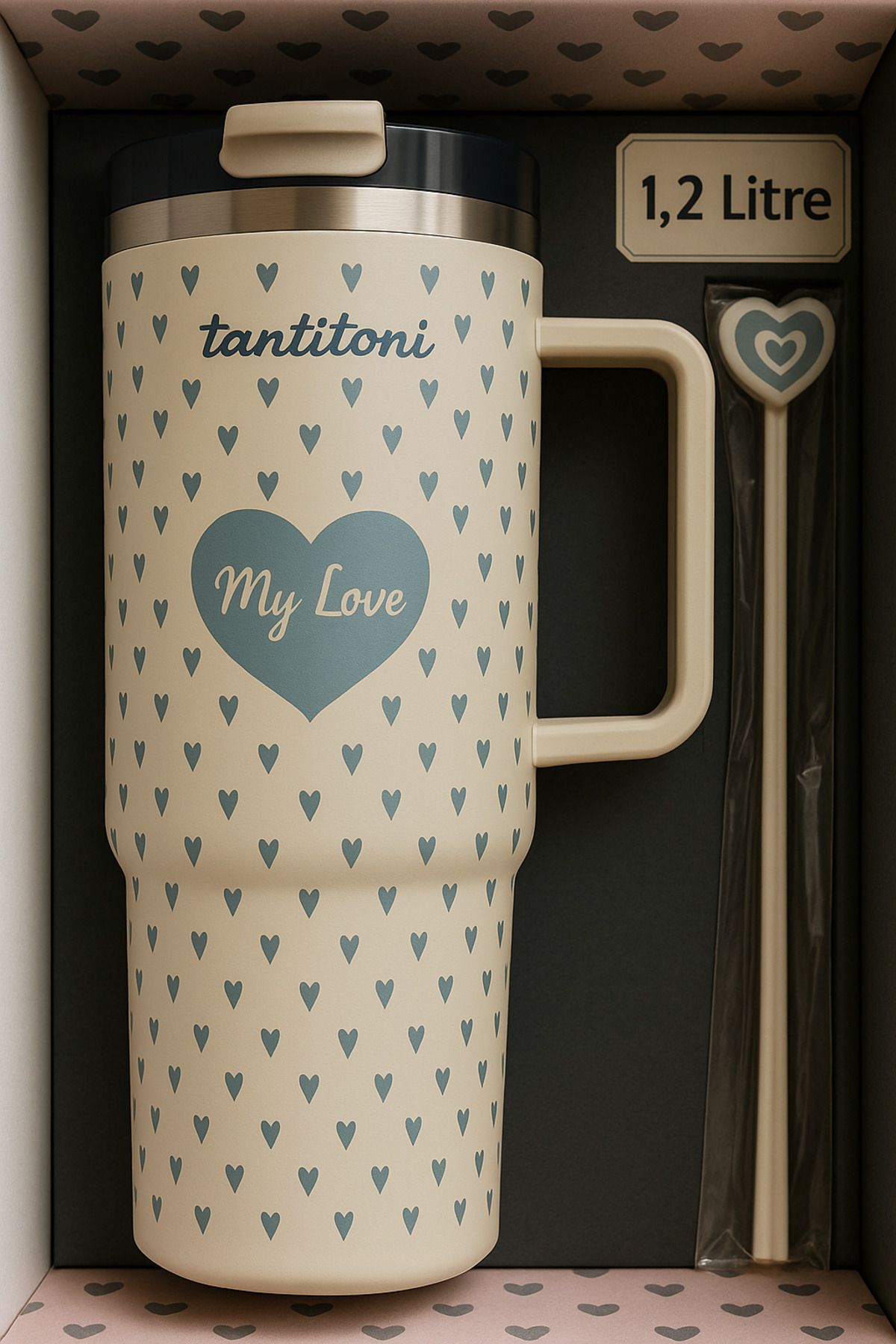 Tantitoni 1.2 L Pipetli Paslanmaz Çelik Termos My Love