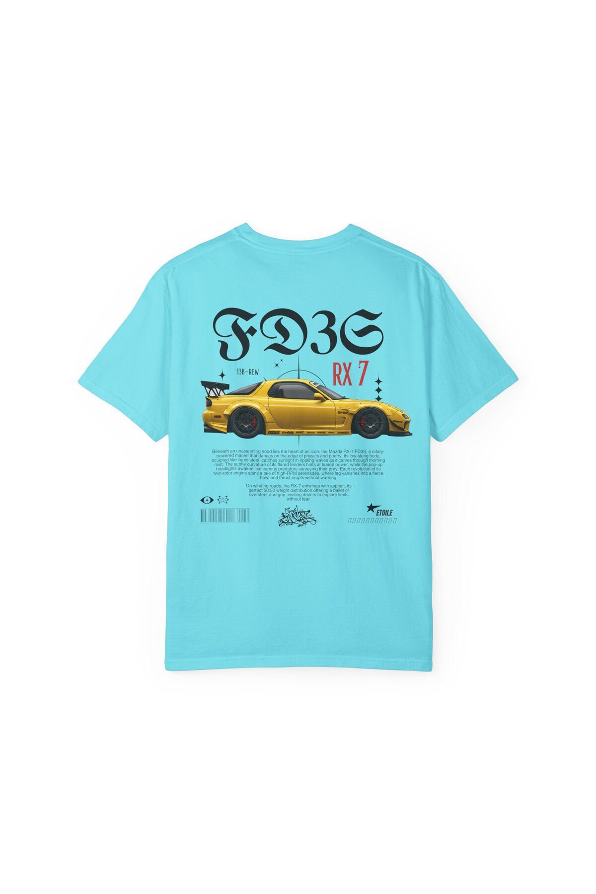 Etoile Studio RX7 Oversize Unisex Tişört | Basic Rahat Kesim Unisex Model