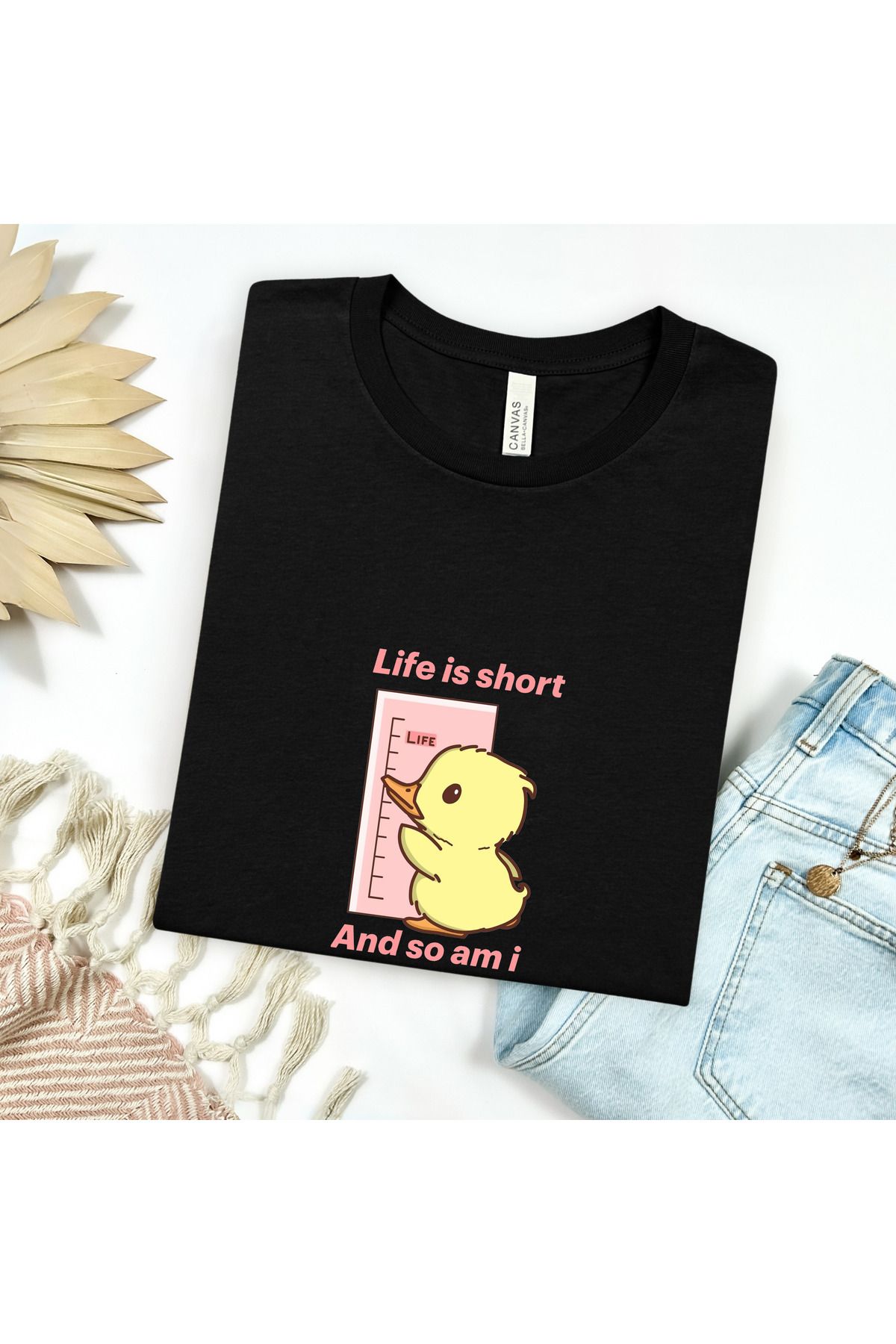 GHAND Life is Short and So am i BASKILI trend Unısex Normal Kalıp T-Shirt