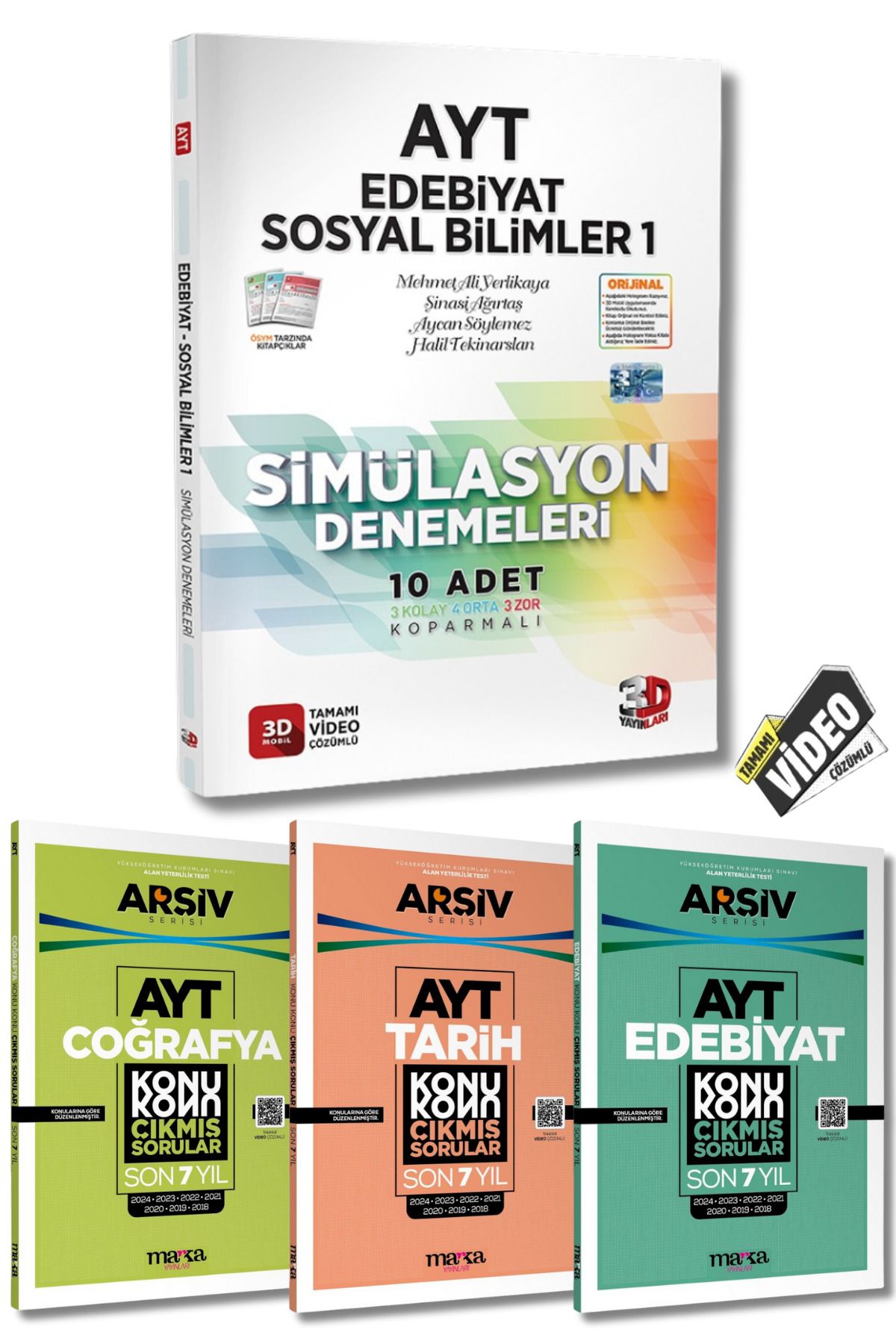 3D Yayınları AYT 3D Simülasyon Edebiyat Tarih Coğrafya Denemeleri ve Son 7 Yıl Birebir Konu Konu Çıkmış Sorular