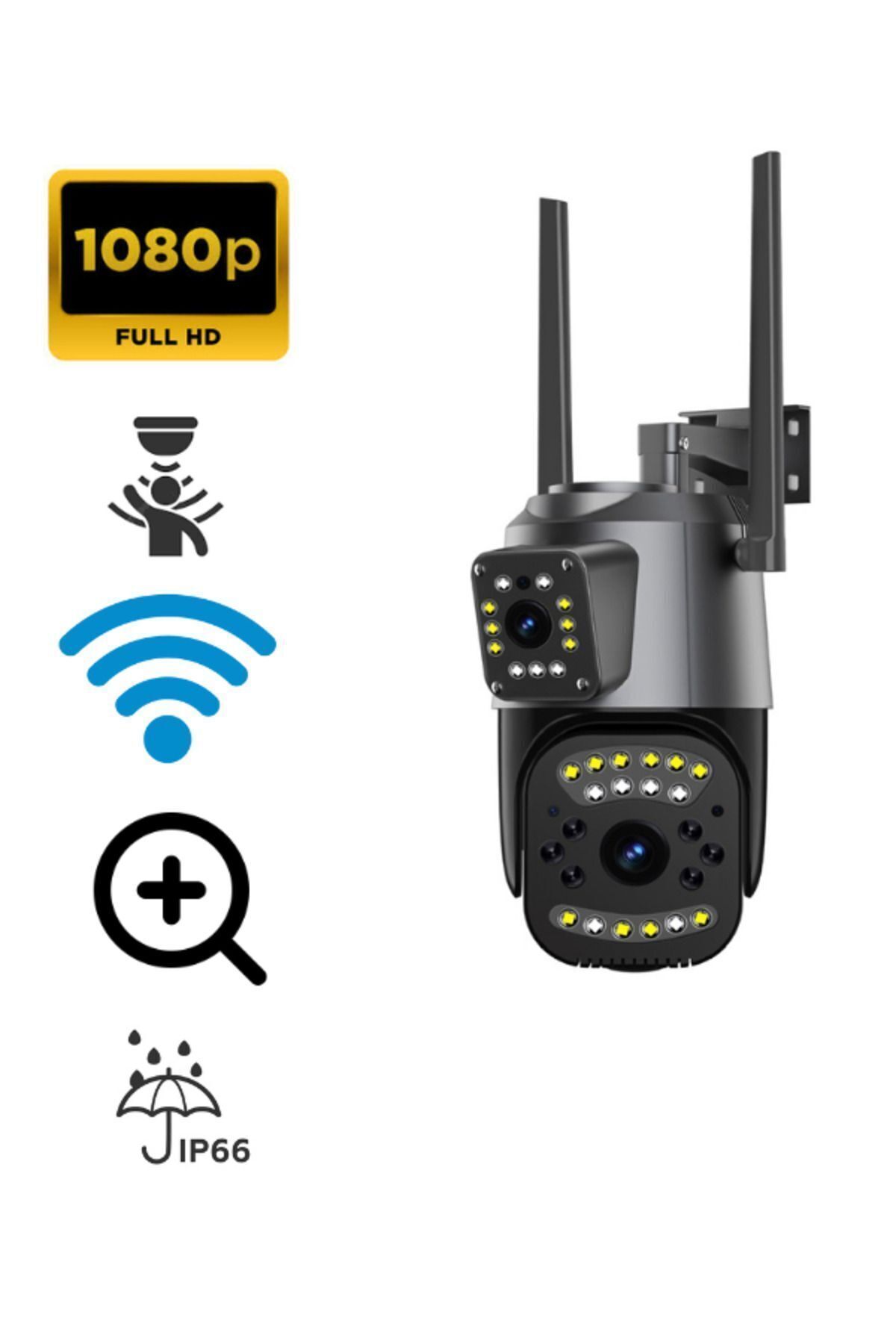 EN SİGA 1080P Hd Ip Kamera Wifi Özellikli Hareket Takipli Gece Sensörlü Çift Lensli Güvenlik Kamera
