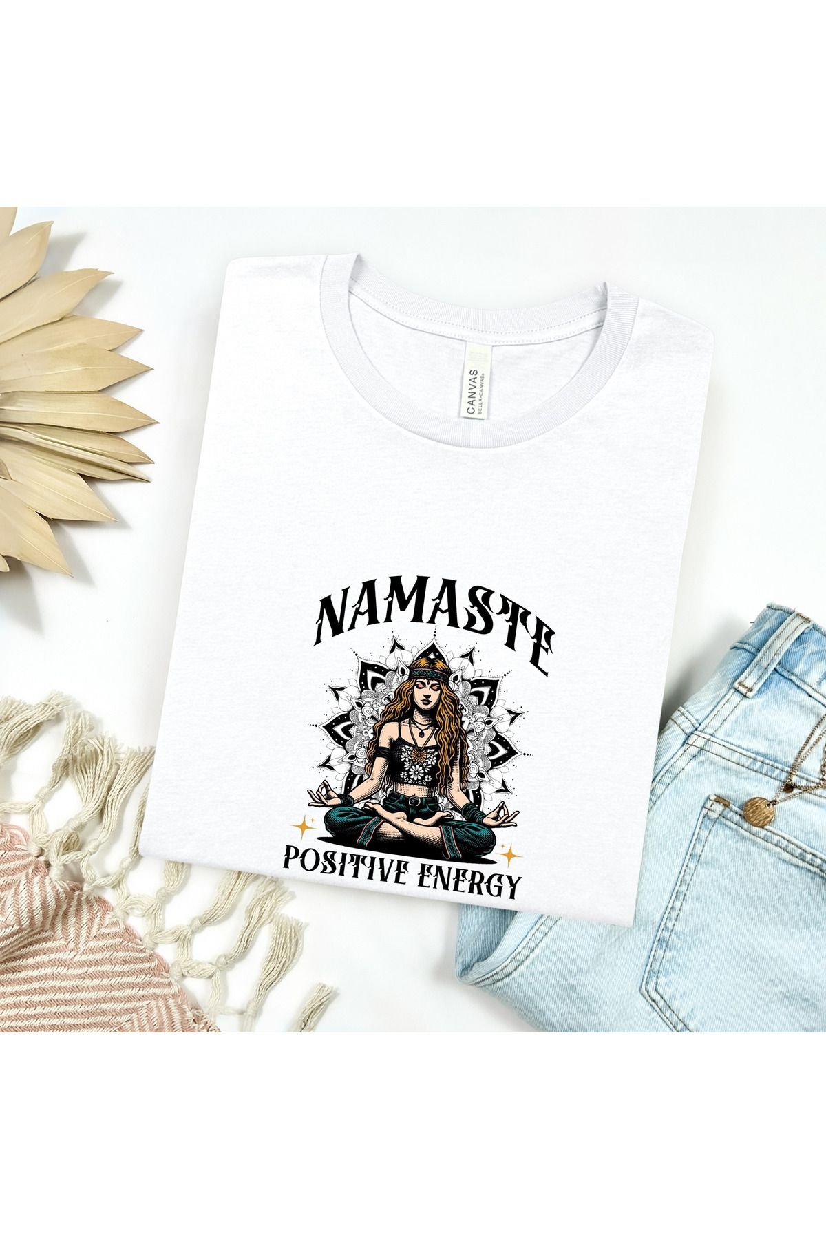 GHAND Namaste Reiki asmr terapy BASKILI trend Unısex Normal Kalıp T-Shirt