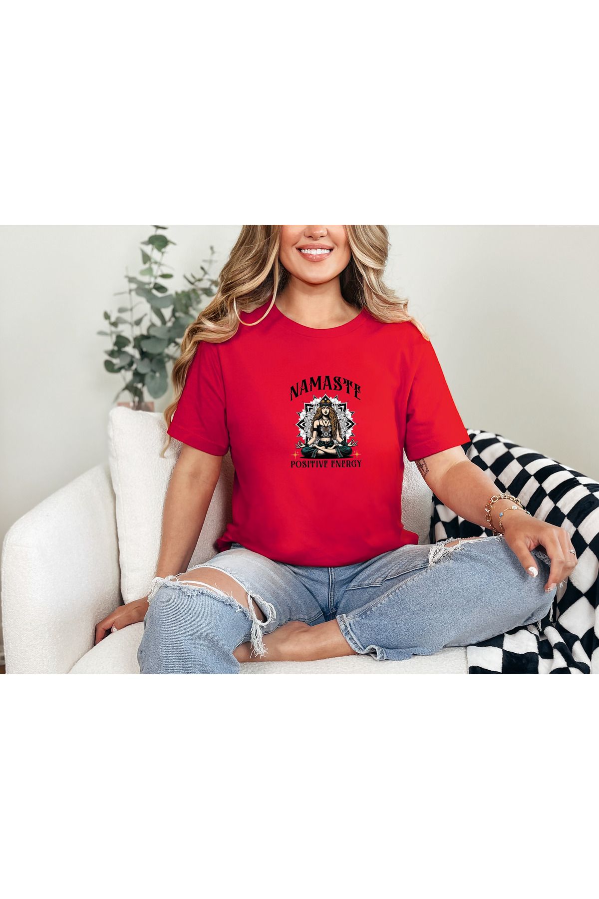 GHAND Namaste Reiki asmr terapy BASKILI trend Unısex Normal Kalıp T-Shirt