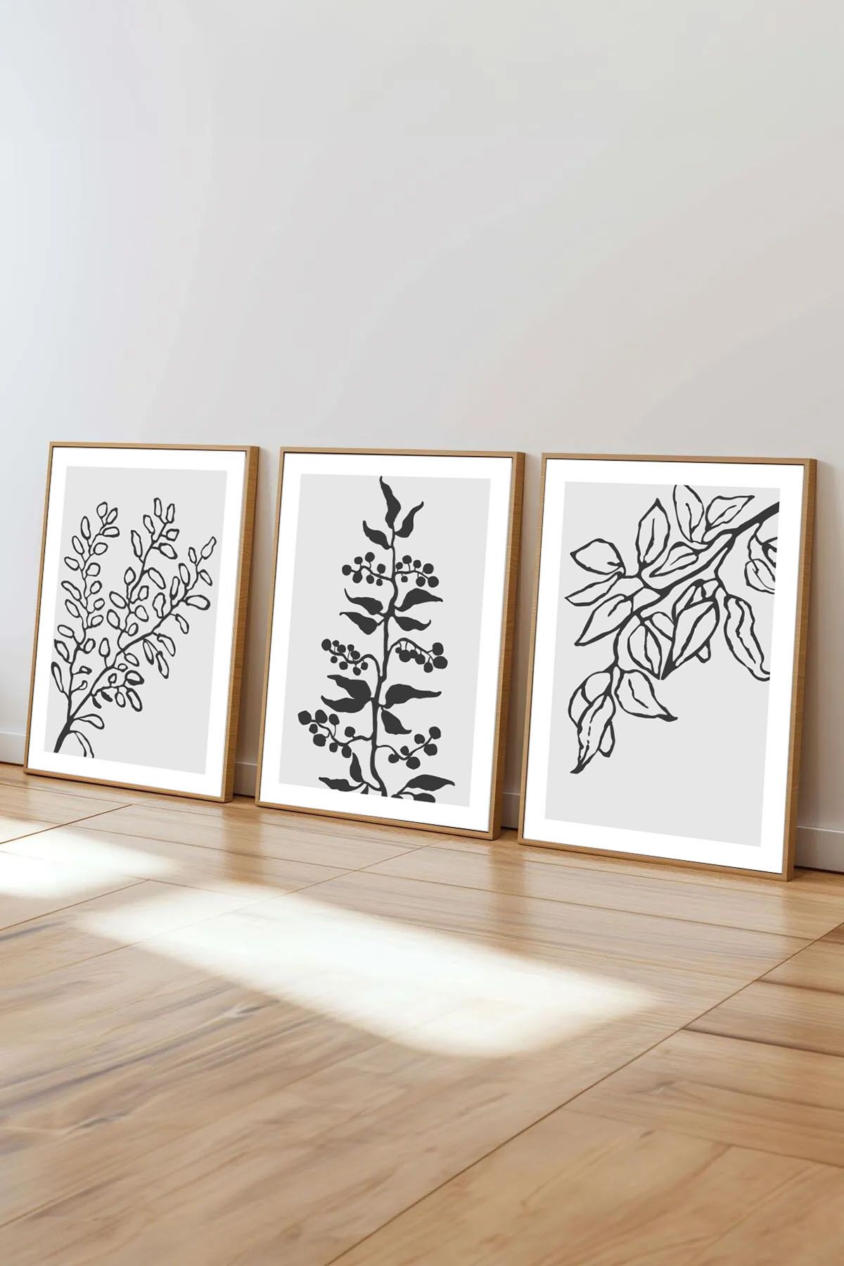 Dekorsiahome 3 Parça Ahşap Çerçeveli Oturma Odası Salon Mutfak Tablo Seti SET3029