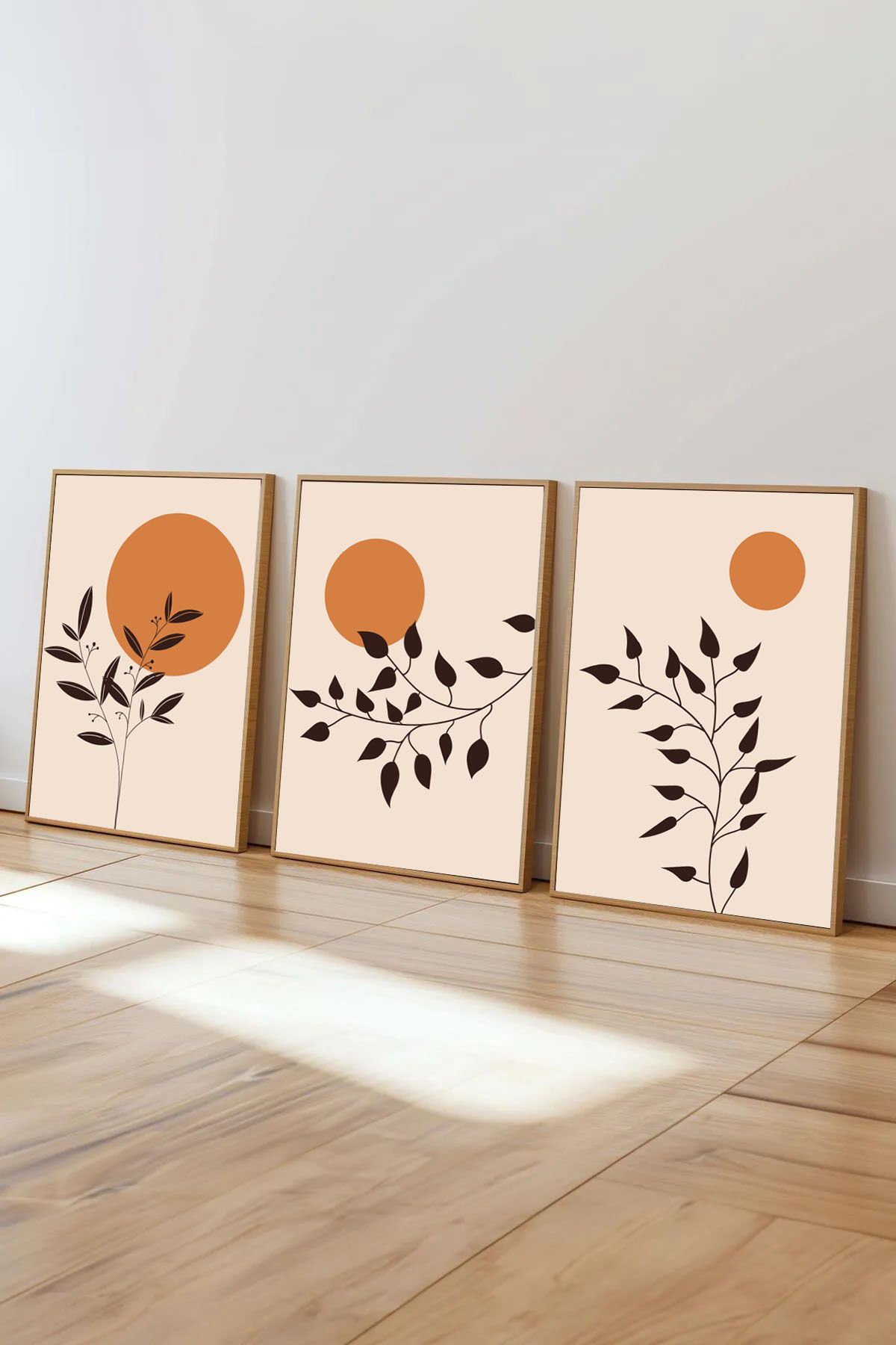 Dekorsiahome 3 Parça Ahşap Çerçeveli Oturma Odası Salon Mutfak Tablo Seti SET3035