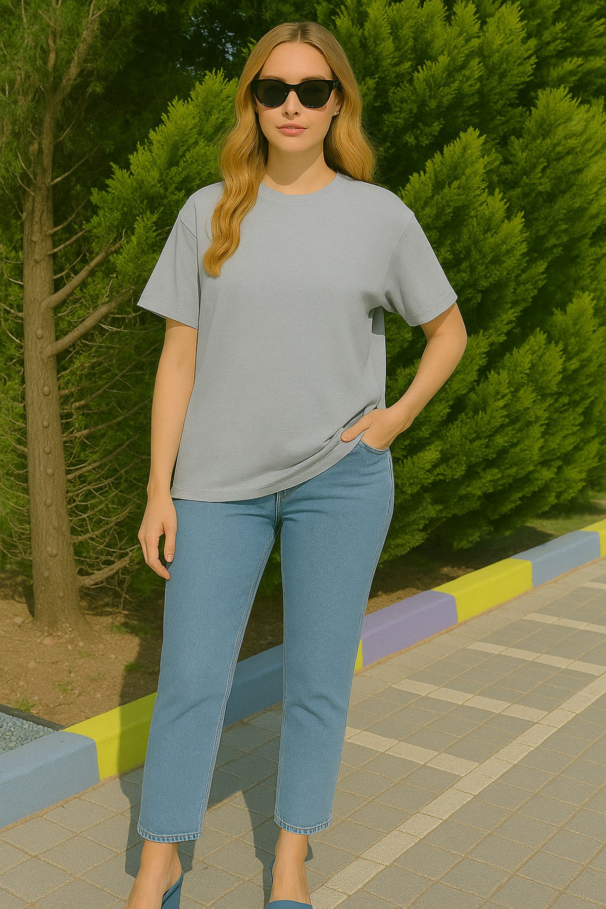 EydaMoon Kadın Regular MODAL KUMAŞ Ütü Gerektirmeyen İpeksi Yumuşacık Basic T-Shirt (Rahat Kalıp)