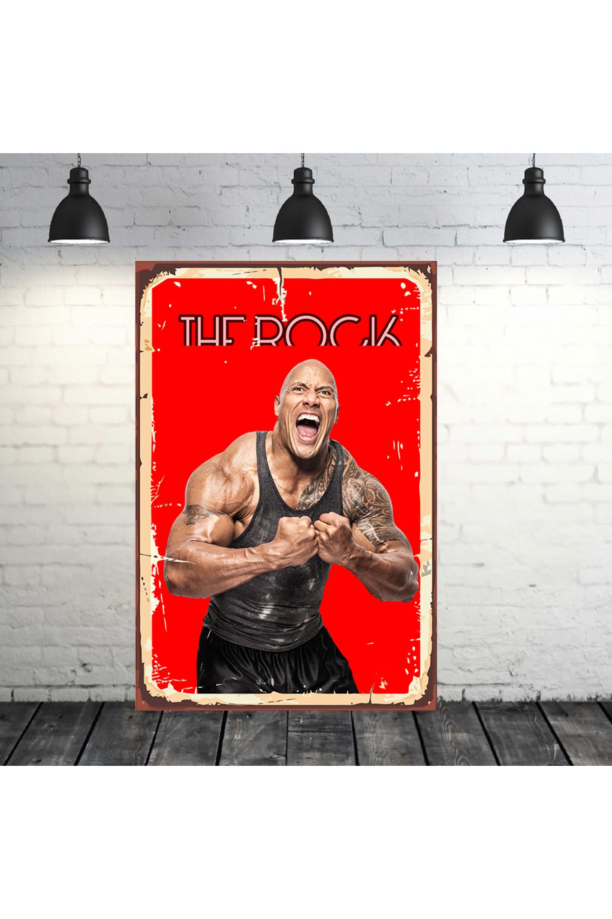 TAKIFİX The Rock Dwayne 20x30 Cm Retro Ahşap Tablo