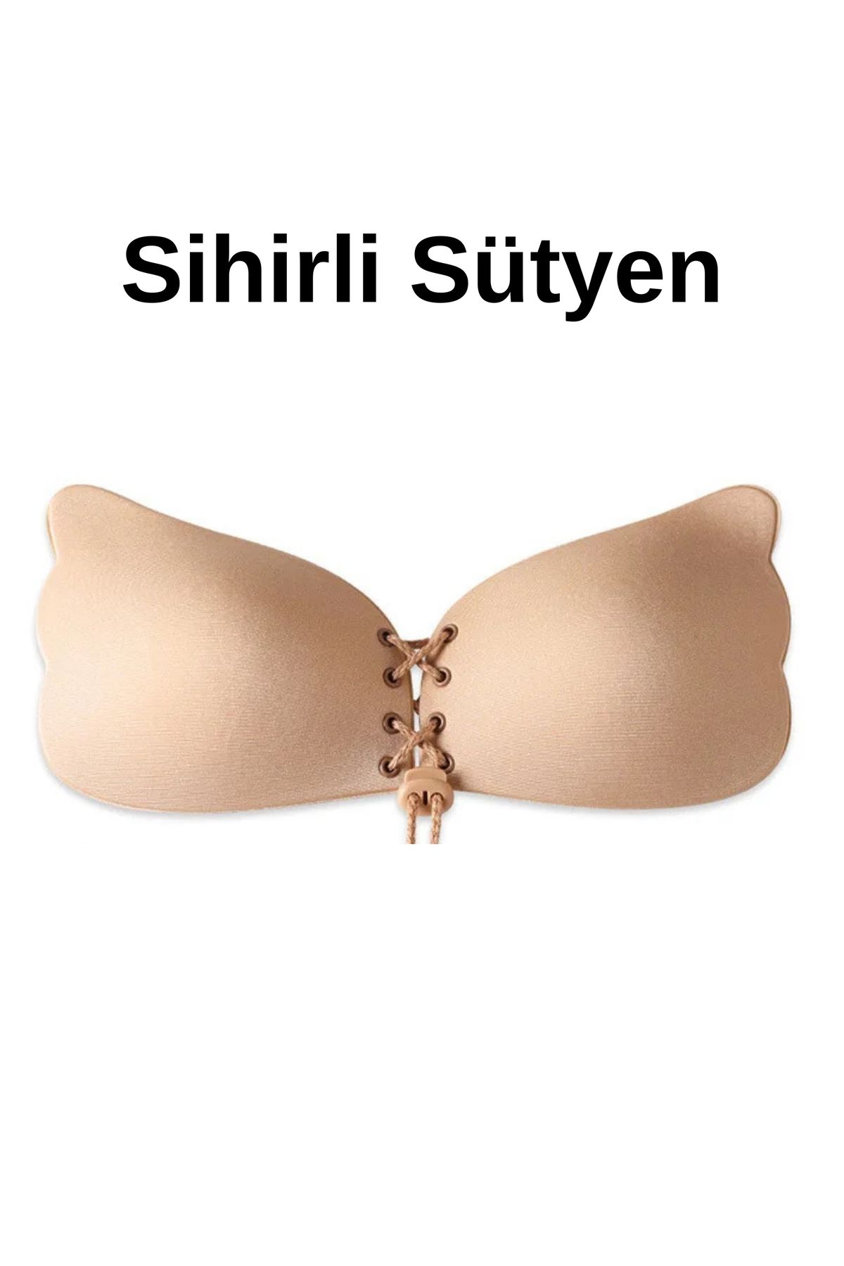 ARTUAL Kadın Straplez Yapışkanlı Silikonlu Askısız Kelebek Sütyen Önden Dolgunlaştırıcı Sihirli Arkasız