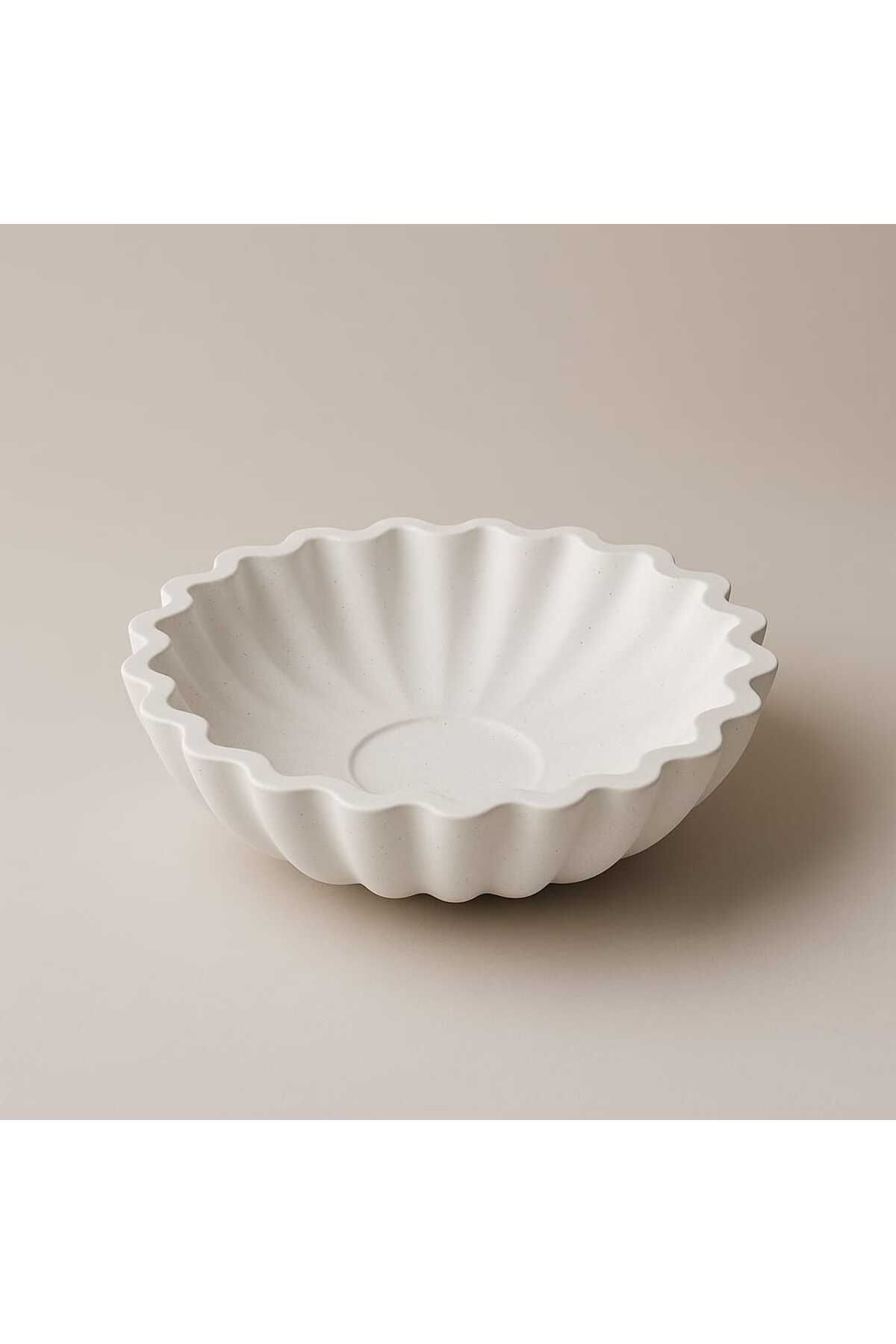 GİTTİGİTTİ El Yapımı Dekoratif Kase – Özgün Tasarım Seramik Kase (15 x 15 cm) Beyaz