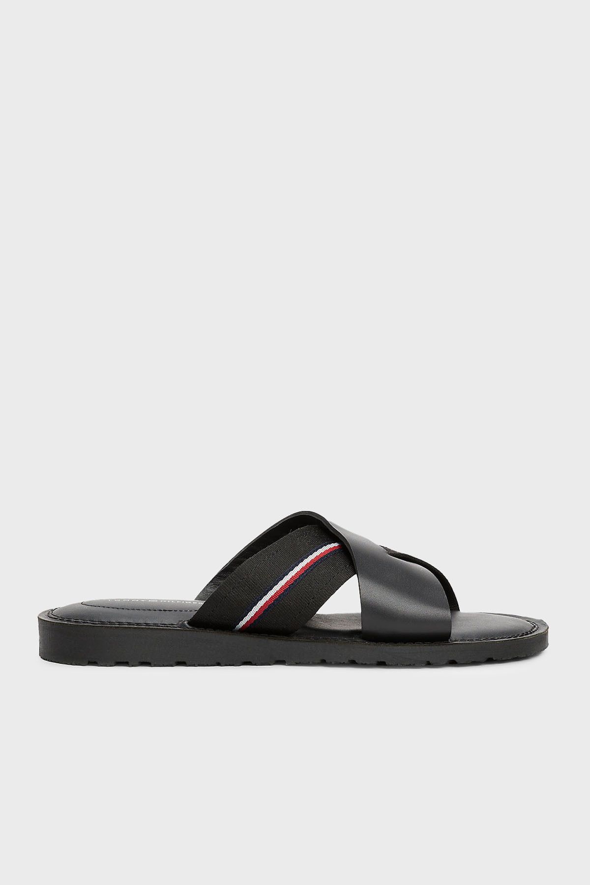 Tommy Hilfiger Deri Logolu Sandalet Erkek SANDALET FM0FM05415 BDS
