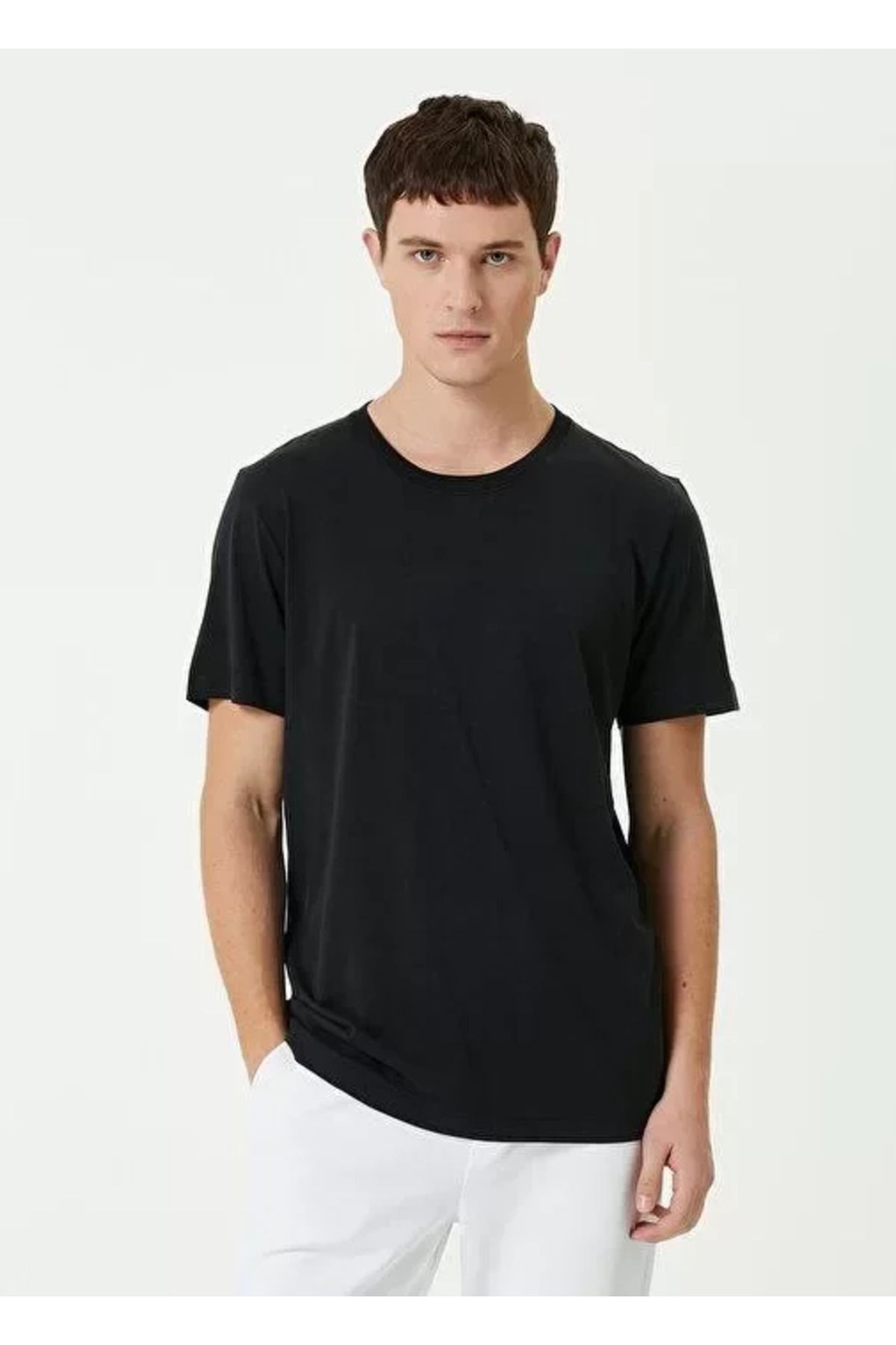 ARUZ MODA Unisex Basic Bisiklet Yaka Regular T-Shirt - Siyah