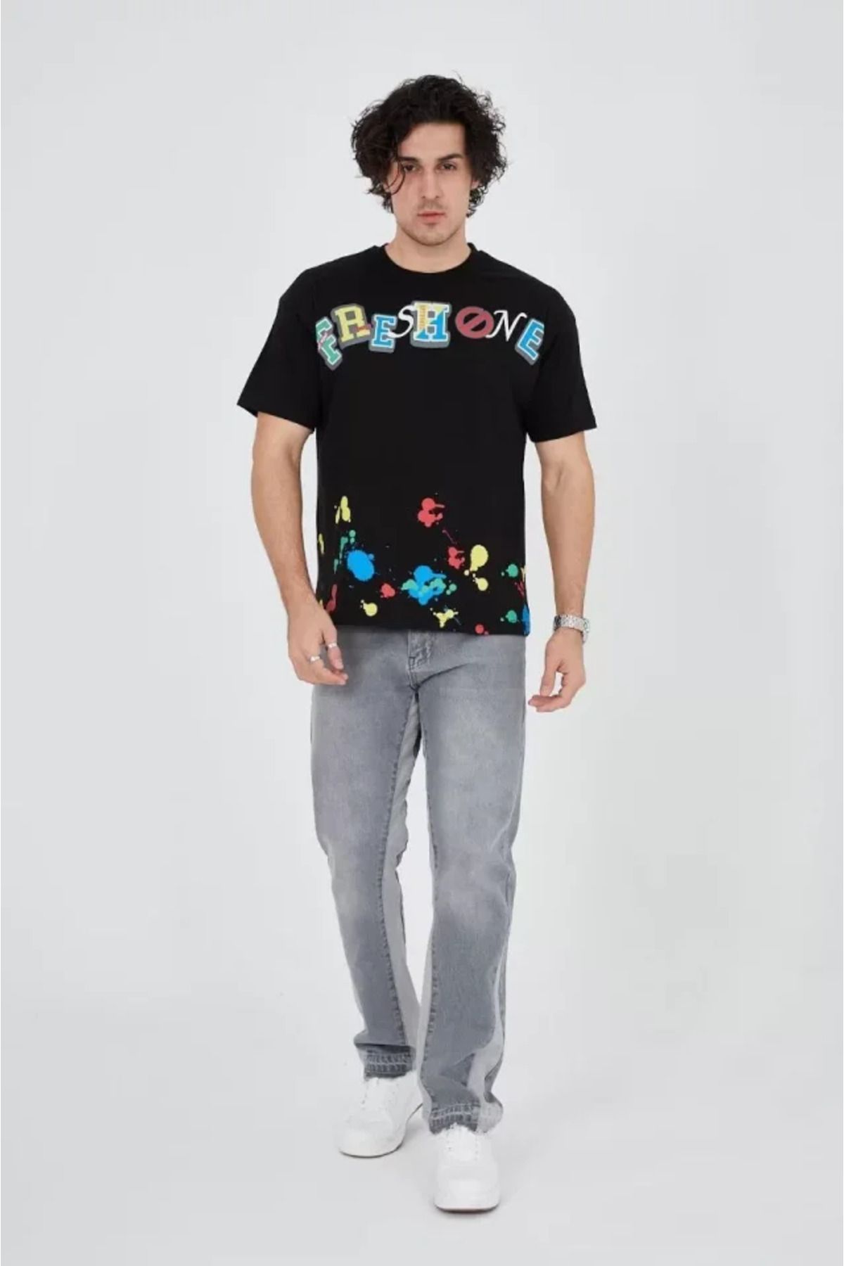 ARUZ MODA Erkek Baskılı Penye T-Shirt - Siyah