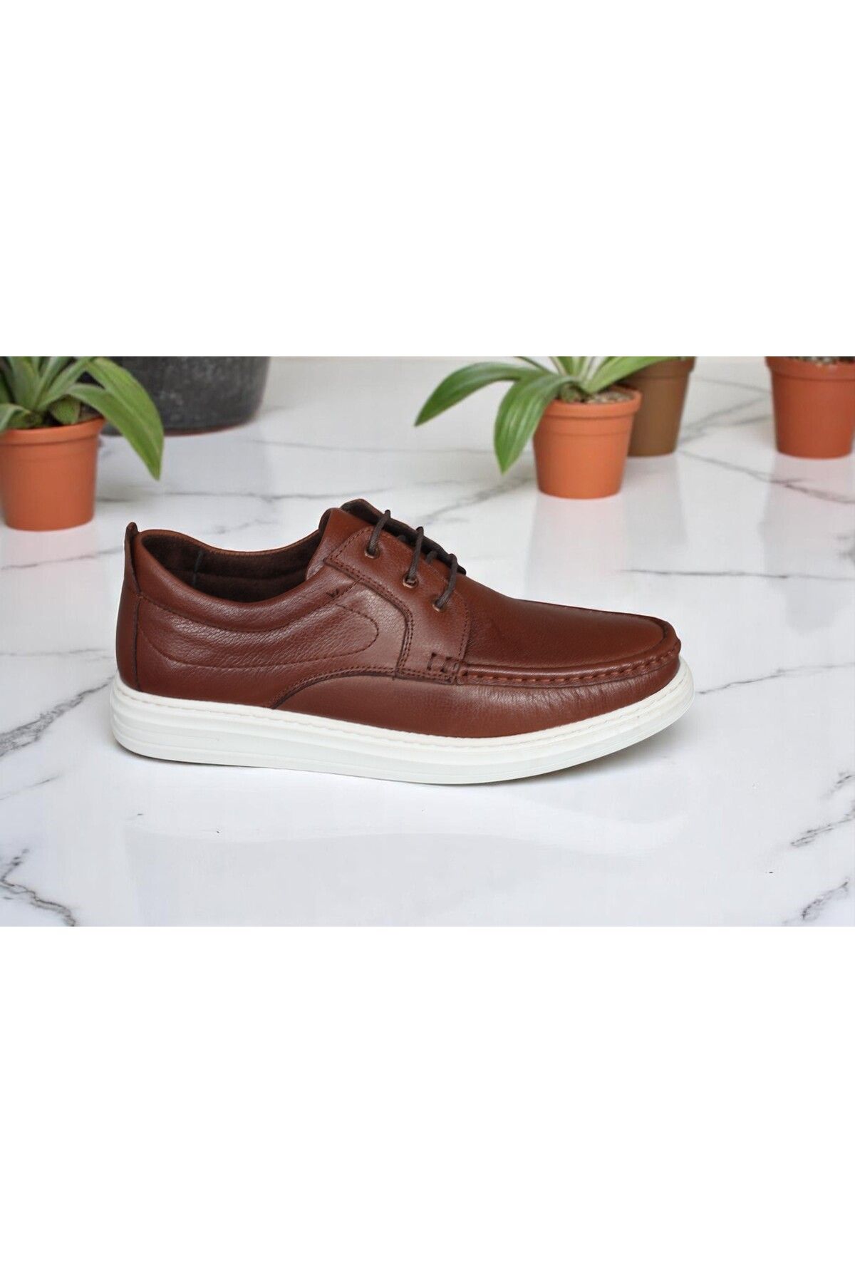 Philia Shoes Erkek Taba Hakiki Deri Ayakkabı | Spor Görünümlü – Poli Taban – Günlük Klasik Tarz