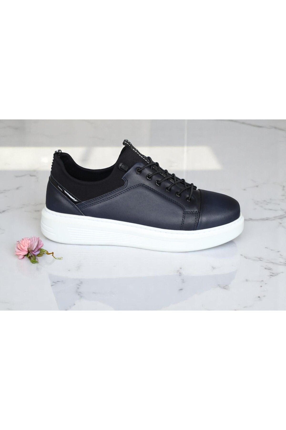 Philia Shoes Lacivert Hakiki Deri Erkek Sneaker Ayakkabı | Beyaz Taban – Rahat Kalıp – Günlük & Spor Şıklık