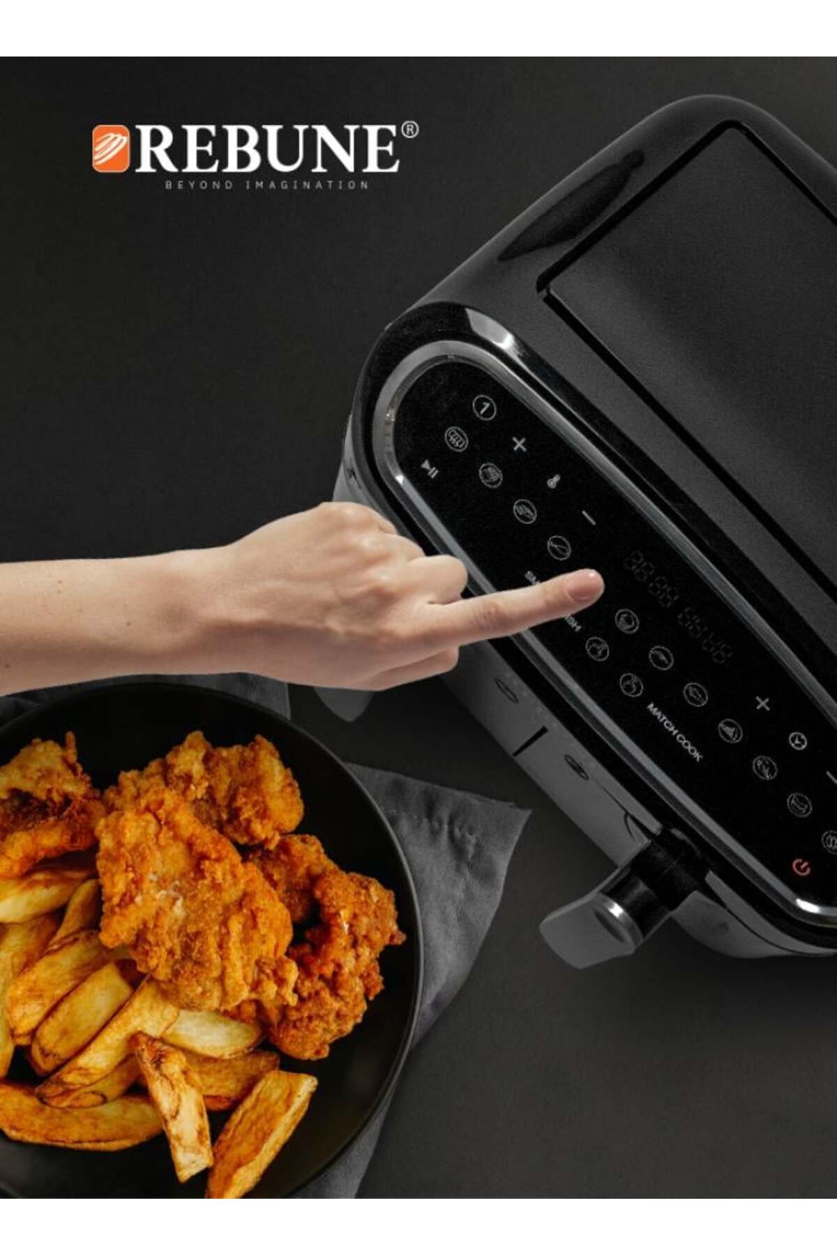 مقلاة هوائية كهربائية سعة 9 لتر - 1400 واط - أسود - RE-11-035