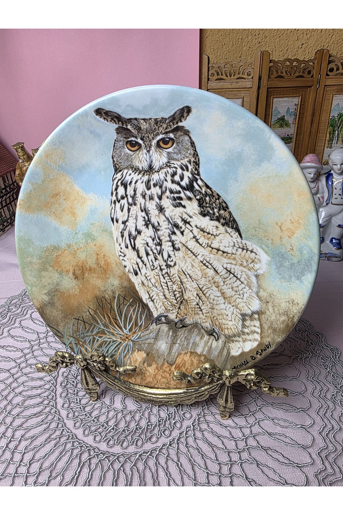 Hutschenreuther Porselen Baykus Temalı Duvar Tabagı 21 cm
