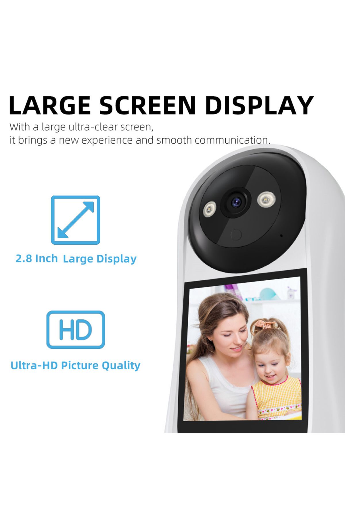 sharpdo-2MP Wireless Baby Monitor, Two-Way Intercom, Temperature Display, Music Player, Baby Care Device 6