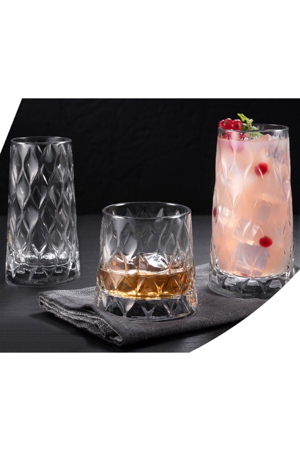 Paşabahçe Leafy Su Bardak - Su Meşrubat Bardağı Özel Seri 12 Li Set Takım