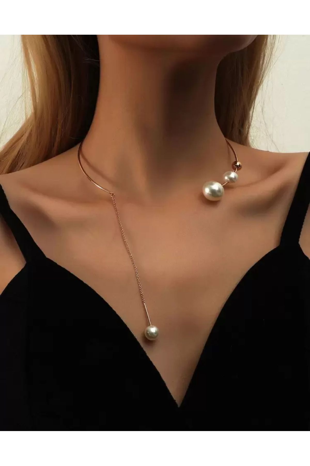 La Saade Y2k Elegance Dore İnci Detaylı Lux Choker Kolye