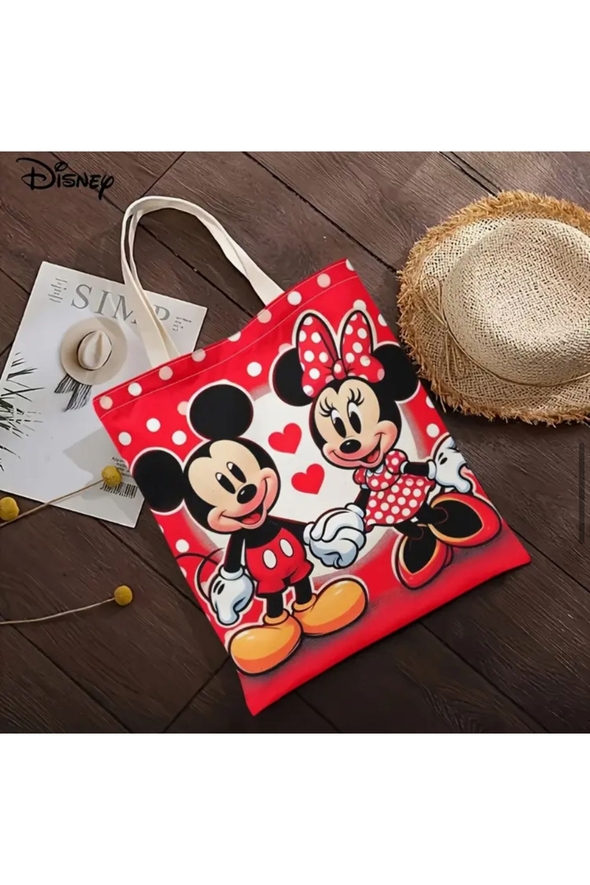 DY Mickey ve Minnie Aşk Tote Çantası / Bez Çanta
