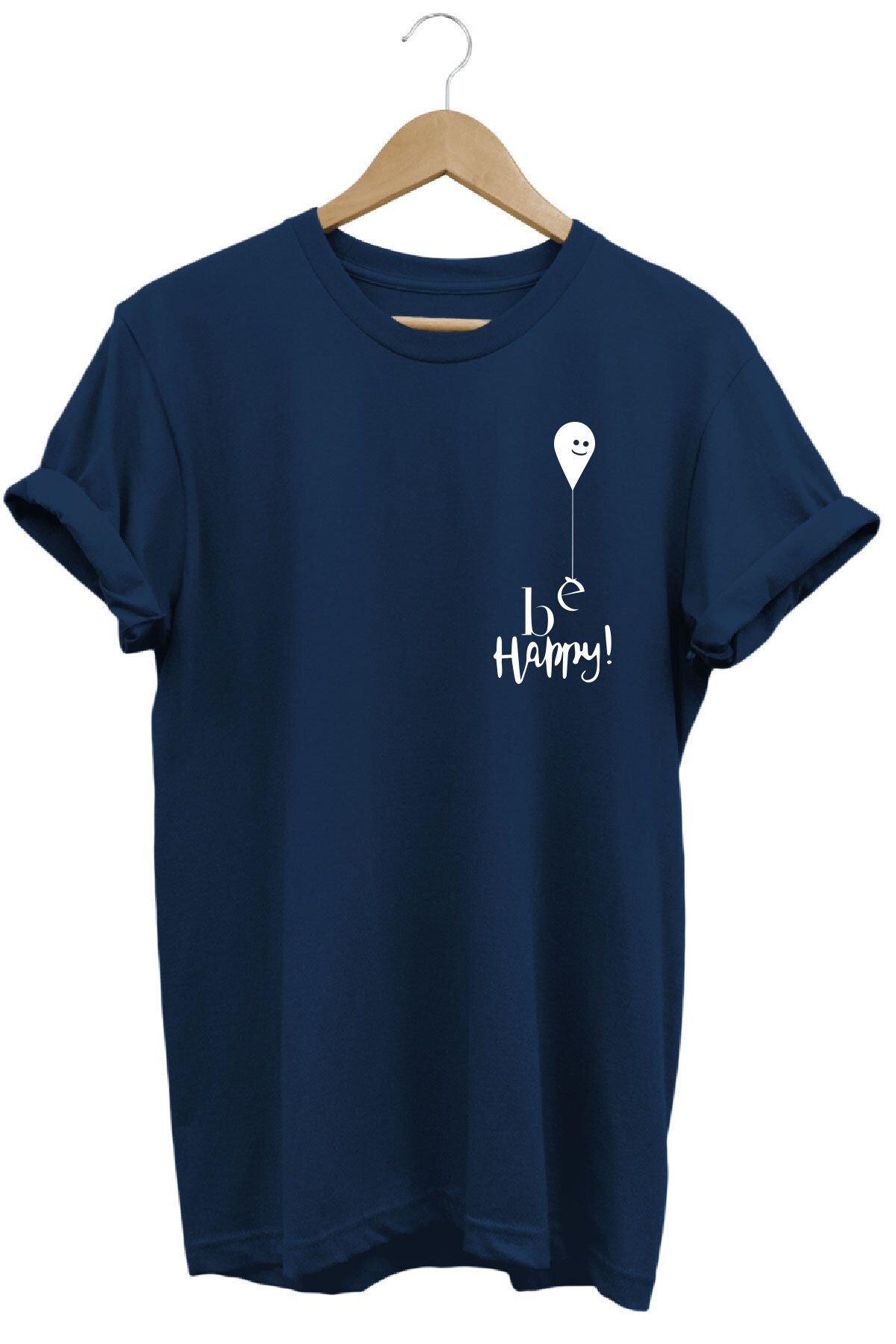 onsrawear Be Happy Unisex Yüksek Kaliteli Baskı %100 Pamuk Basic T-shirt