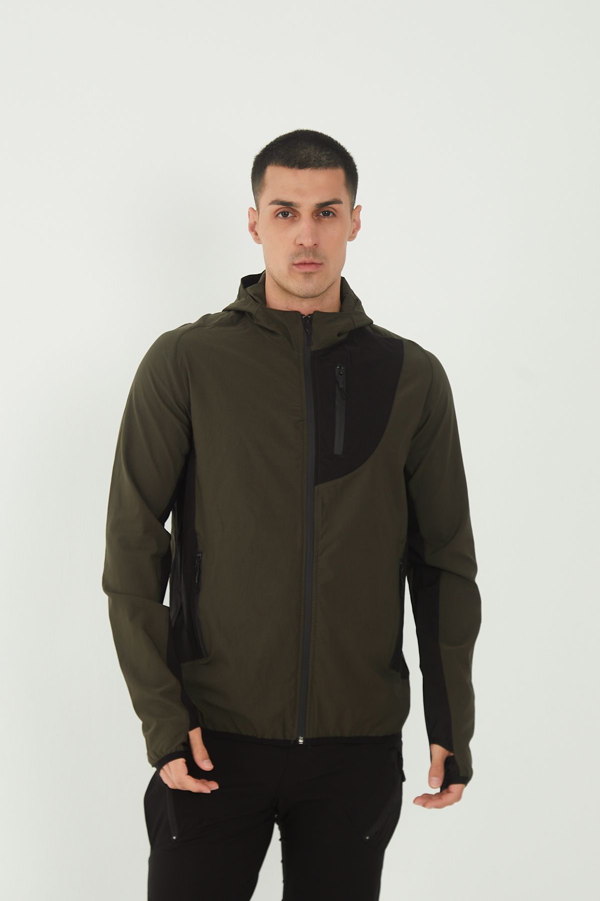 Camp Scoutland Camp265 Outdoor Tactical Su Iticili Erkek Fermuarlı Haki-siyah Taktik Sweatshirt