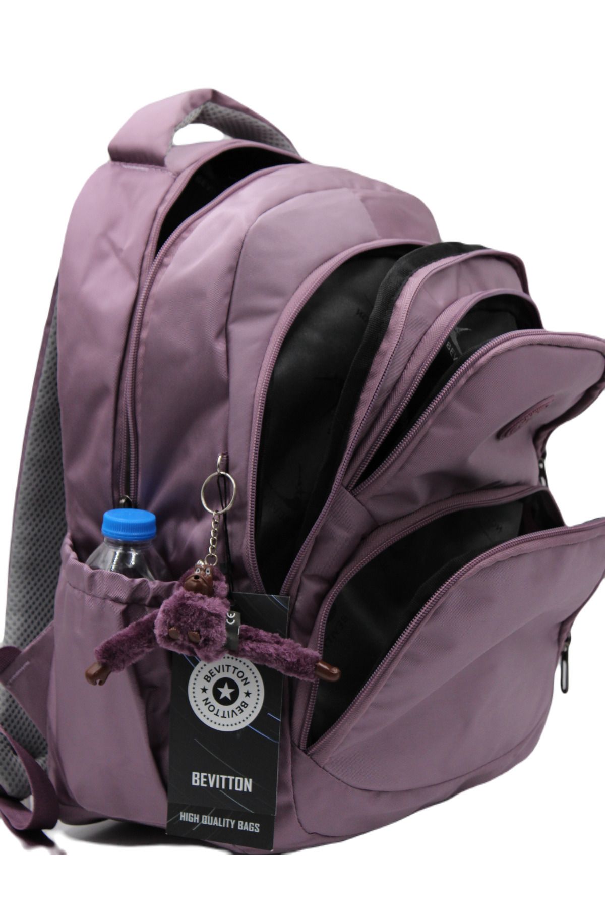 Bevitton-Bvt-34600 Water Repellent Fabric School Bag Unisex Backpack Plum 6