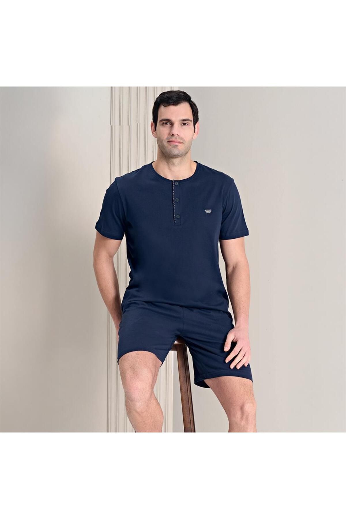 Over Sleep by Poleren Over Sleep 1794 Erkek Yazlık Süprem Şortlu Kısa Kol Pijama Takım