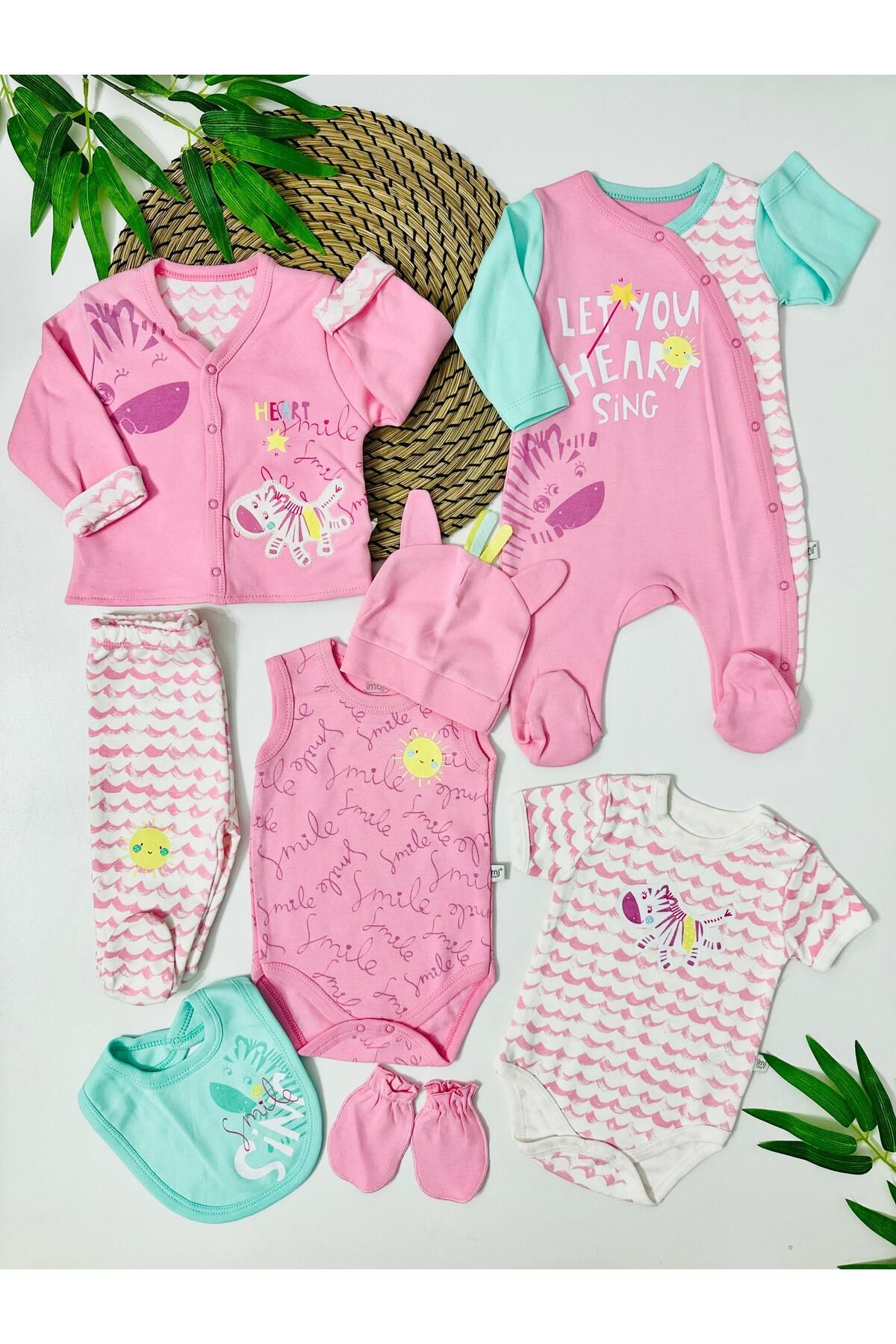 Alpbebe Aruba Heart Yenidoğan Hastane Çıkışı Set - Pembe