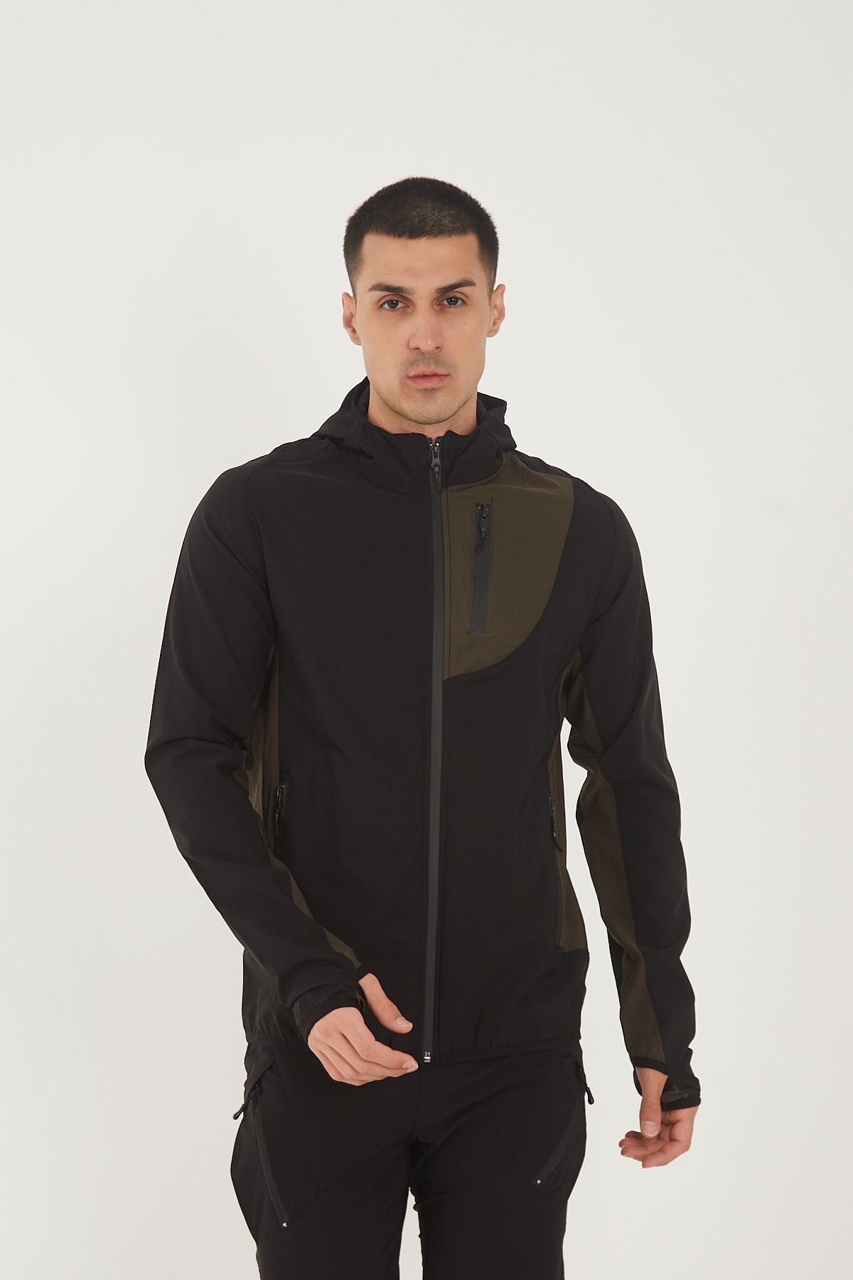 Camp Scoutland Camp265 Outdoor Tactical Su Iticili Erkek Fermuarlı Siyah-haki Taktik Sweatshirt