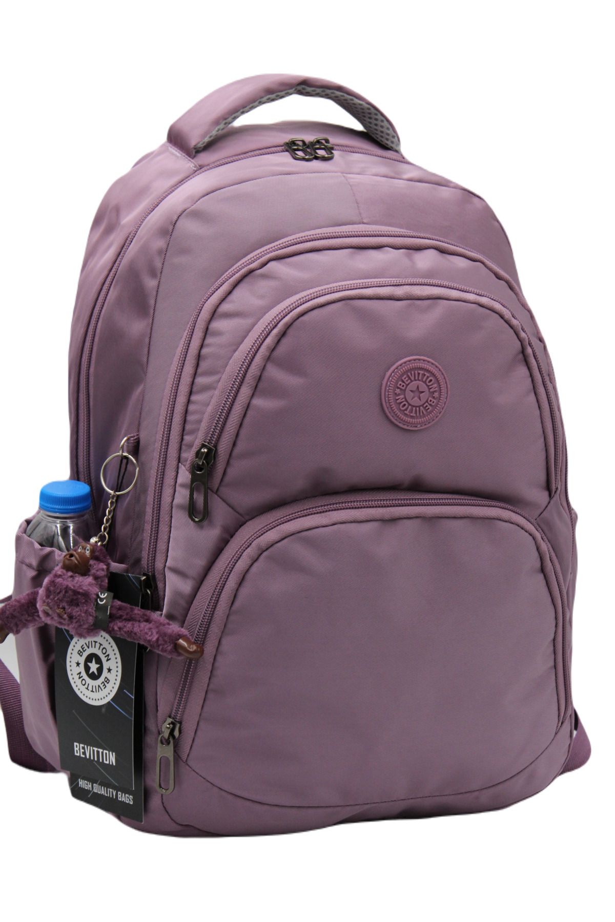 Bevitton-Bvt-34600 Water Repellent Fabric School Bag Unisex Backpack Plum 1