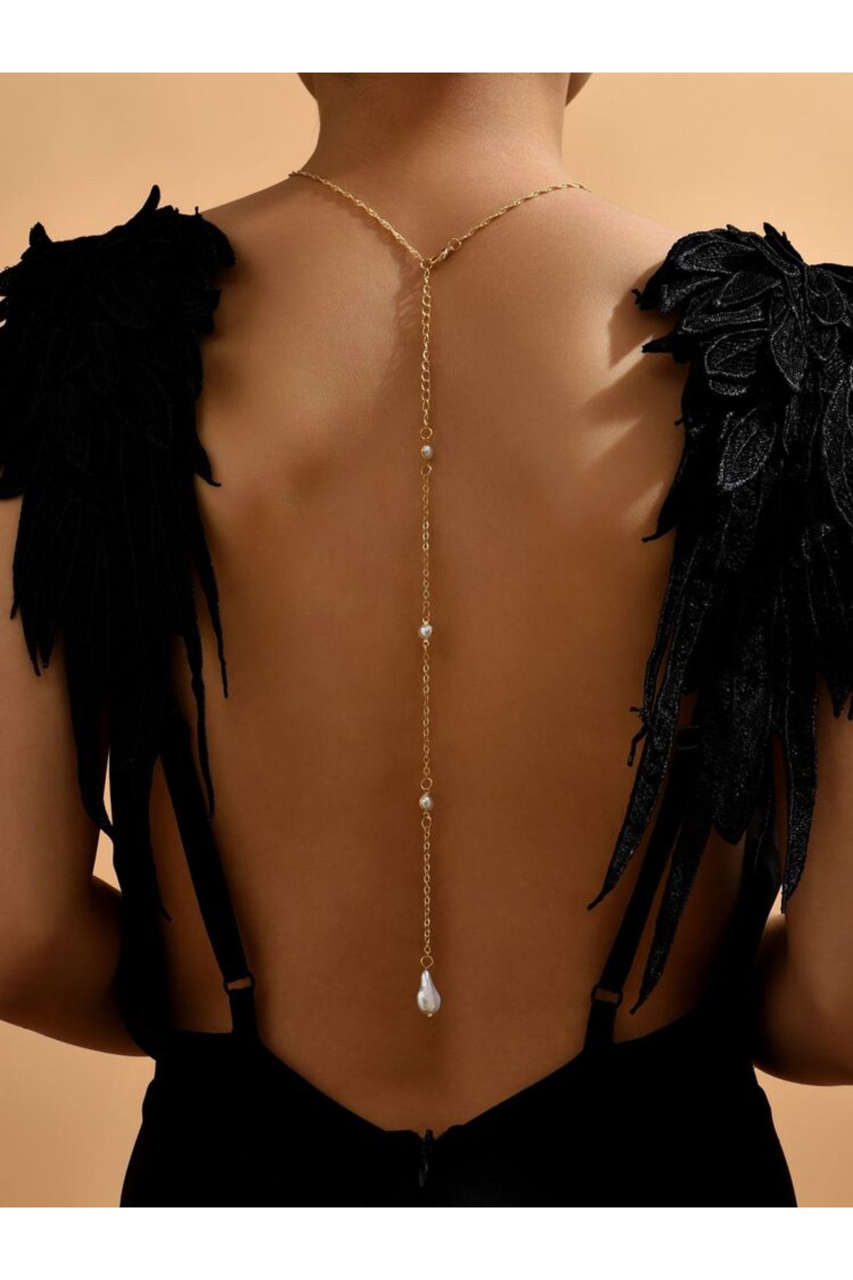 La Saade Y2k Royal Drop İnci Ve Zincir Pinterest Sırt Kolyesi