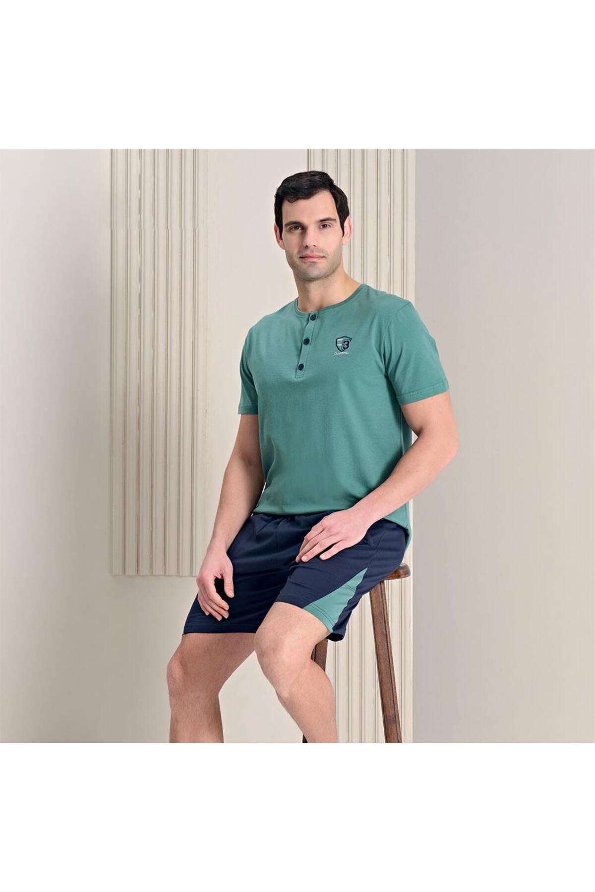 Over Sleep by Poleren Over Sleep 1779 Erkek Yazlık Süprem Şortlu Kısa Kol Pijama Takım