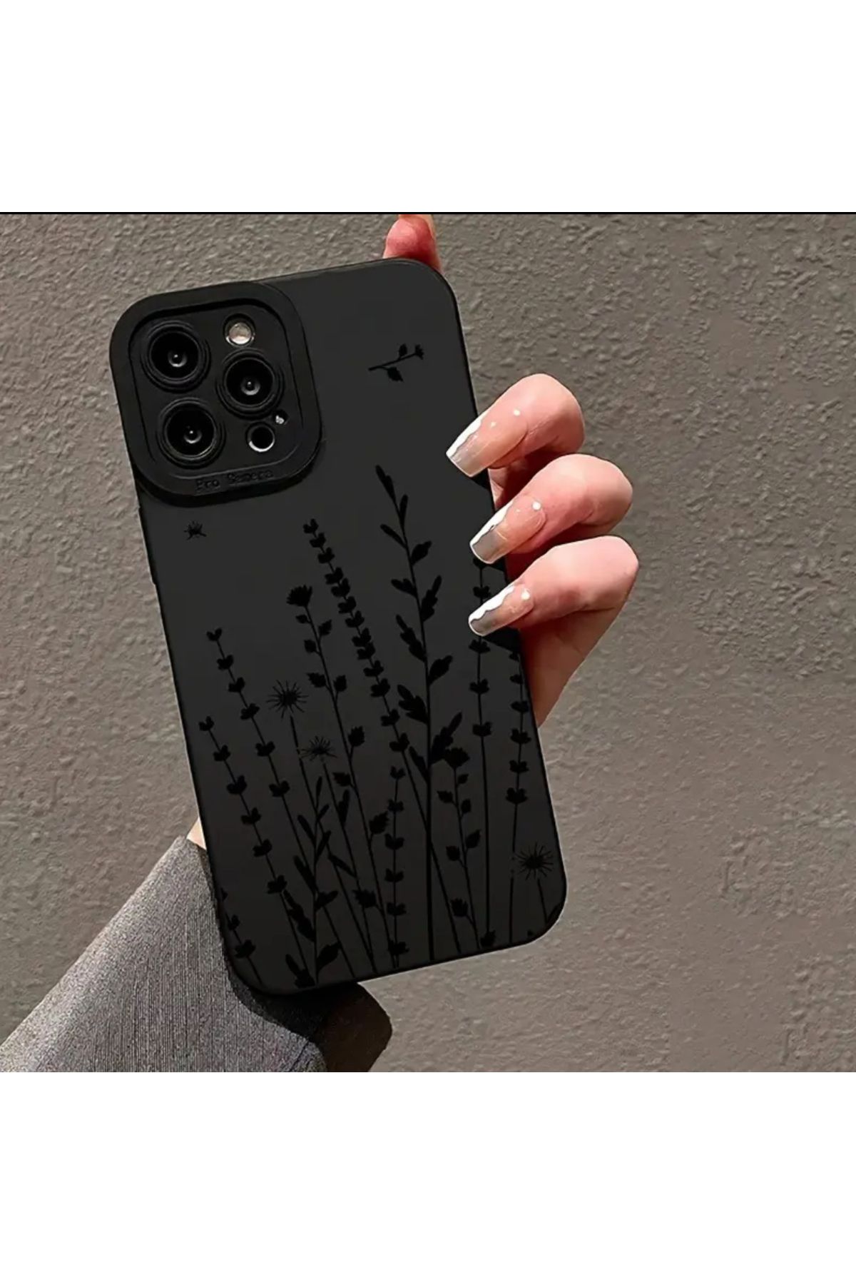 Renk Harmonisi İphone 16 Pro Max Telefon Kılıfı Desenli Siyah