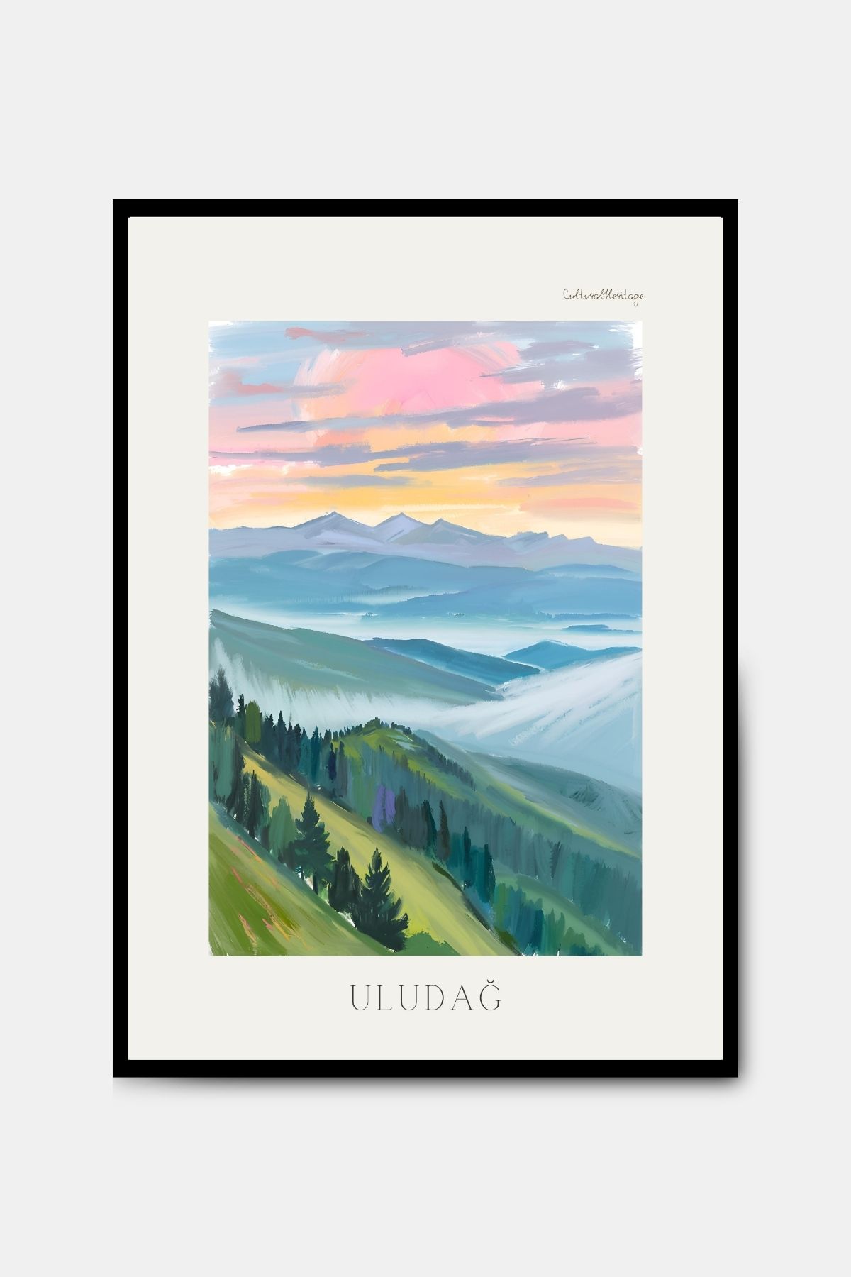 PİTAYA Bursa Uludağ Poster - Çerçevesiz Tasarım Bursa Poster Yağlı Boya Tablo Duvar Dekorasyonu
