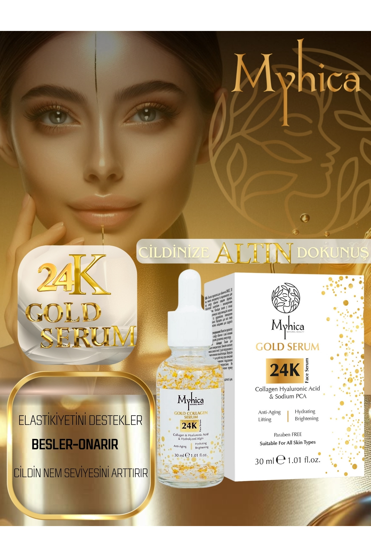 سرم کلاژن ضد چروک حاوی ذرات طلای 24 عیار، 30 میلی لیتر — TYCQHVGCPN168751606013961 — تصویر 2 از 7