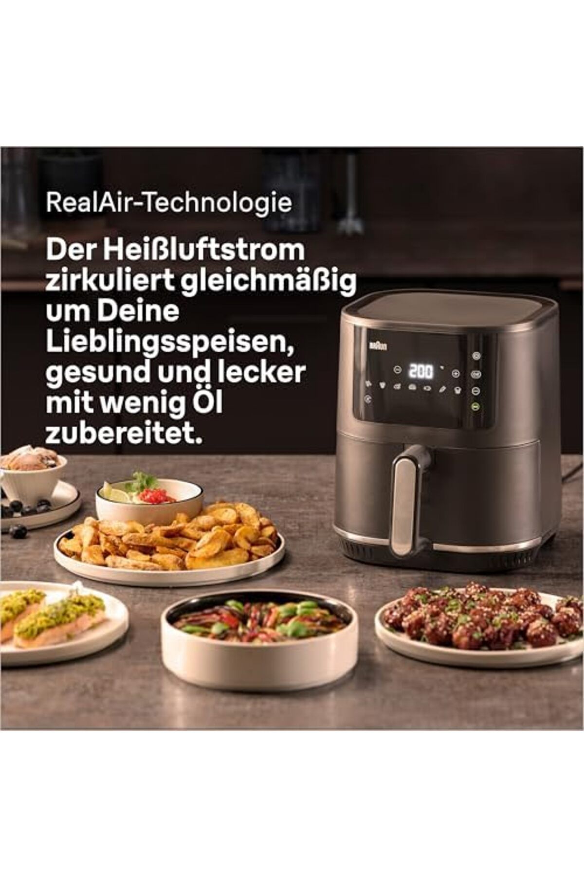 Braun-Braun MultiFry 3 Hot AirFryer, Digital Touch Screen, 8 Automatic Programs, 4.3 Litre Capacity, 1500 8