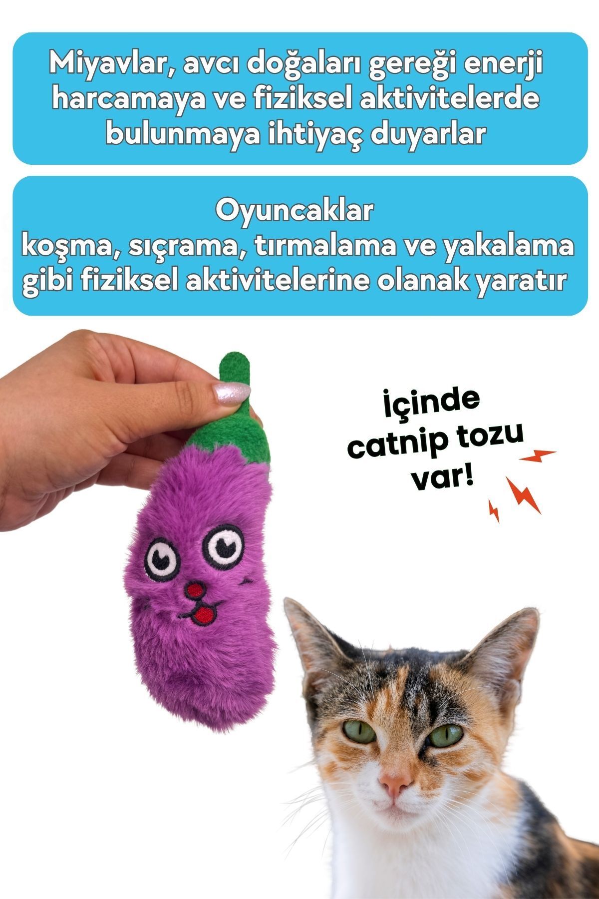 Miyav-Plush Eggplant Cat Toy Catnip, Rustling Sound Cat Toy 4