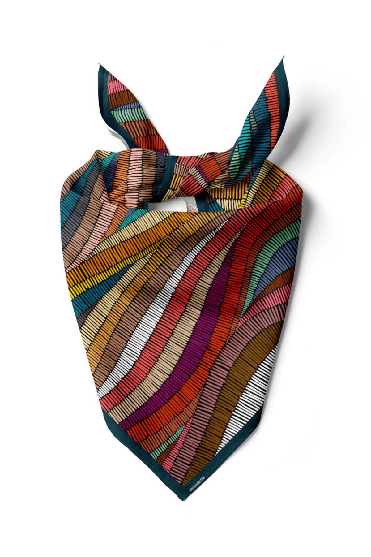 Modabutik-Bandana de dama cu model ondulat 50x50 roz albastru Dg0413-22 1