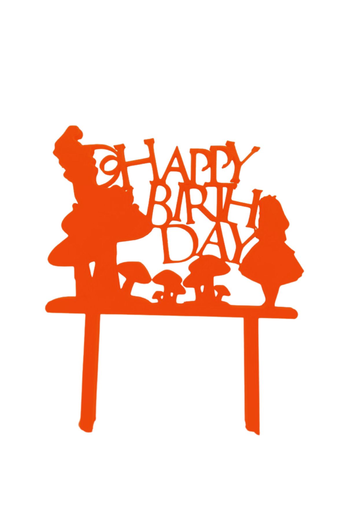 OEM Decoratiune Topper, "happy Birthday", Pentru Iubitorii De Ciuperci 16 X 13 Cm Portocaliu - All Ages