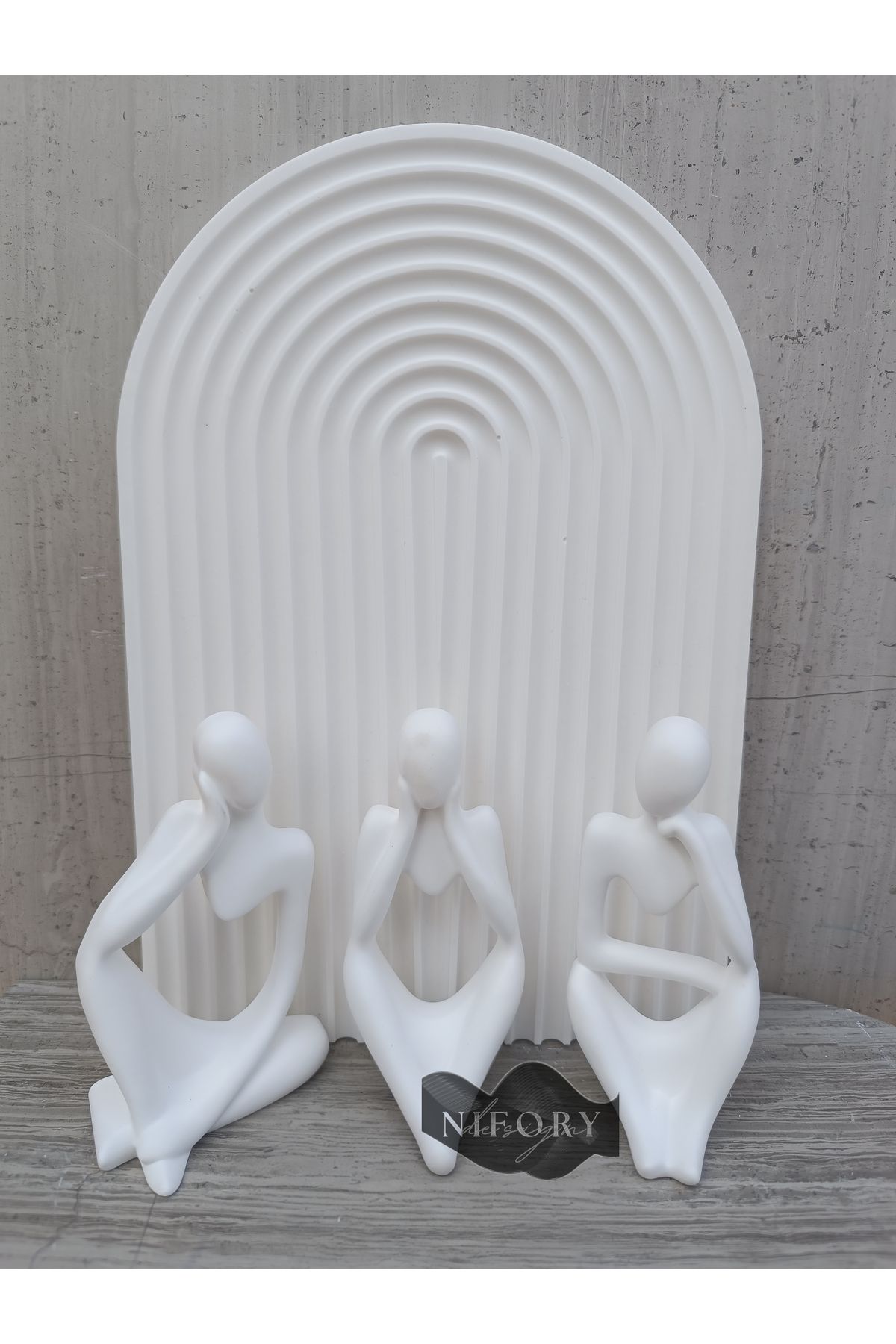 Nifory 520-N0153 Dekoratif Beton Sunum Aksesuar Set Beton Biblo Organizer Takımı Çok Amaçlı Dekoratif Set