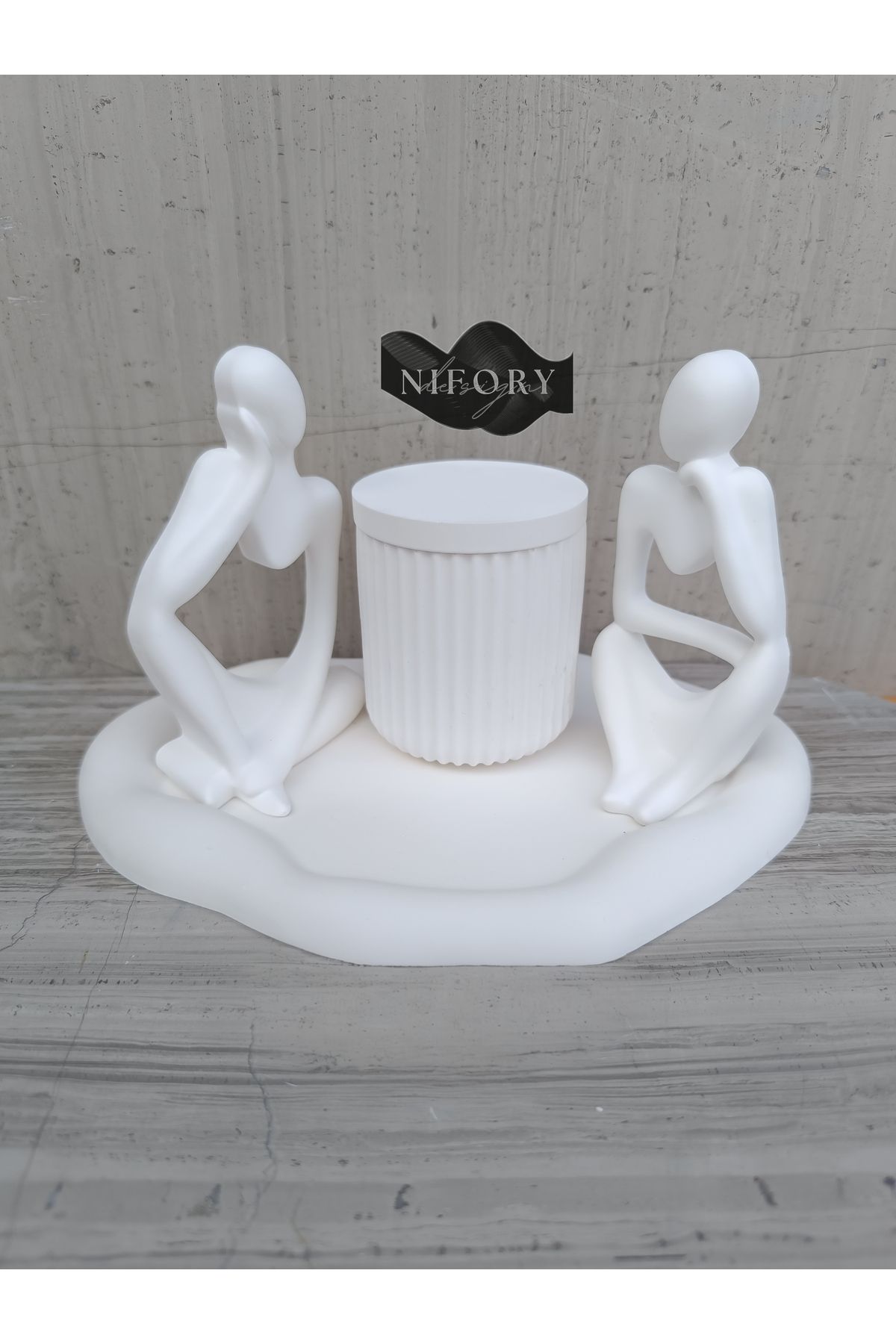 Nifory 520-N0150 Dekoratif Beton Sunum Aksesuar Set Beton Biblo Organizer Takımı Çok Amaçlı Dekoratif Set